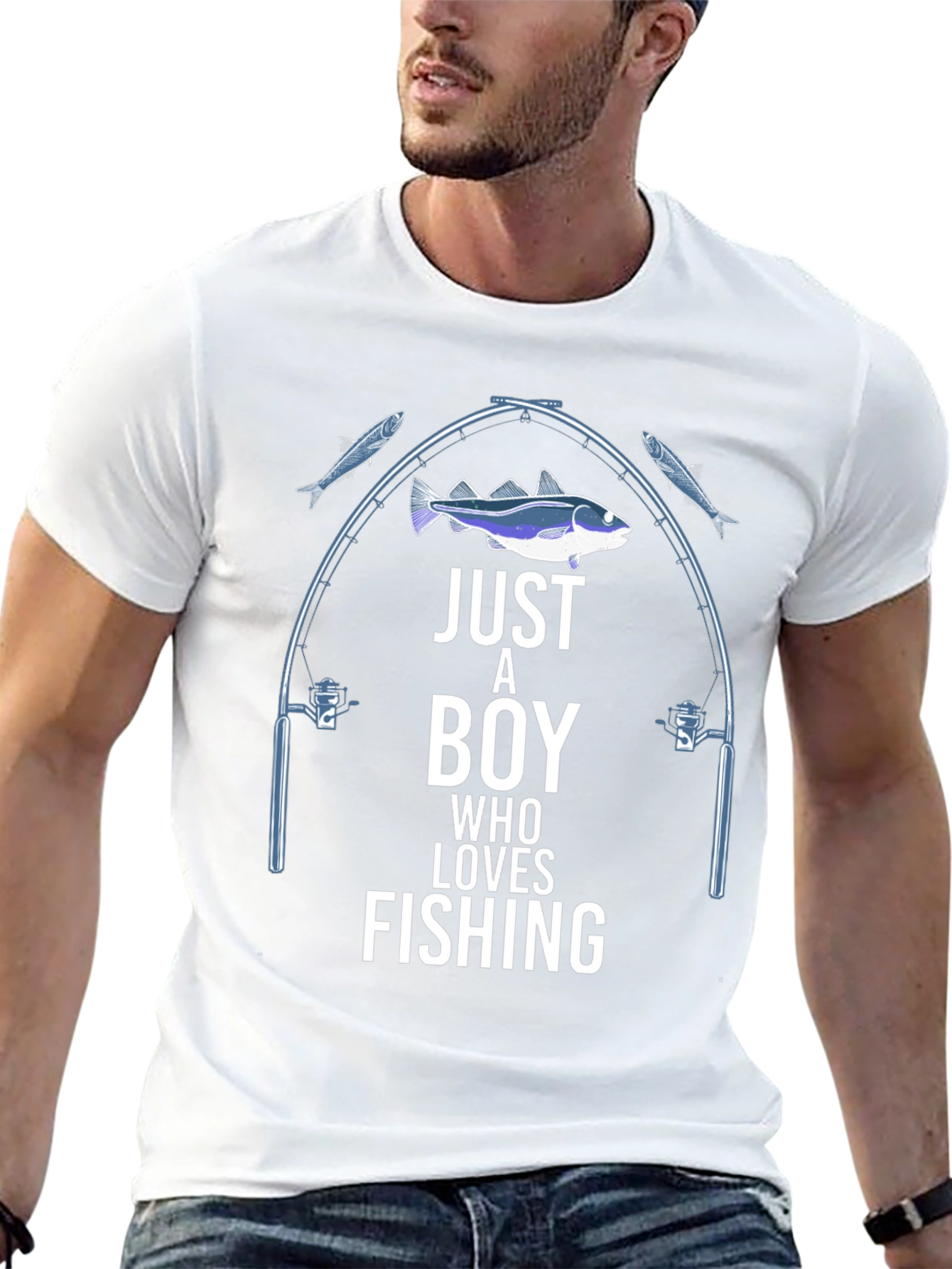 Boy Who Loves Fishing Graphic T-Shirt
