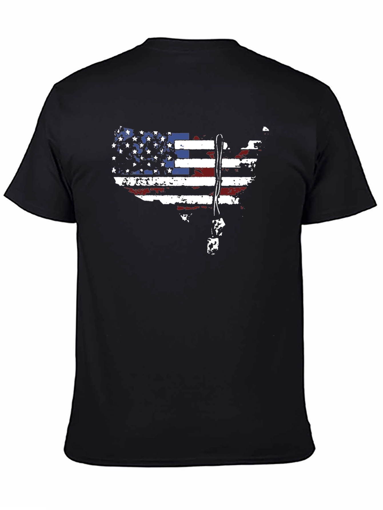 USA Flag Map Dog Tag T-Shirt