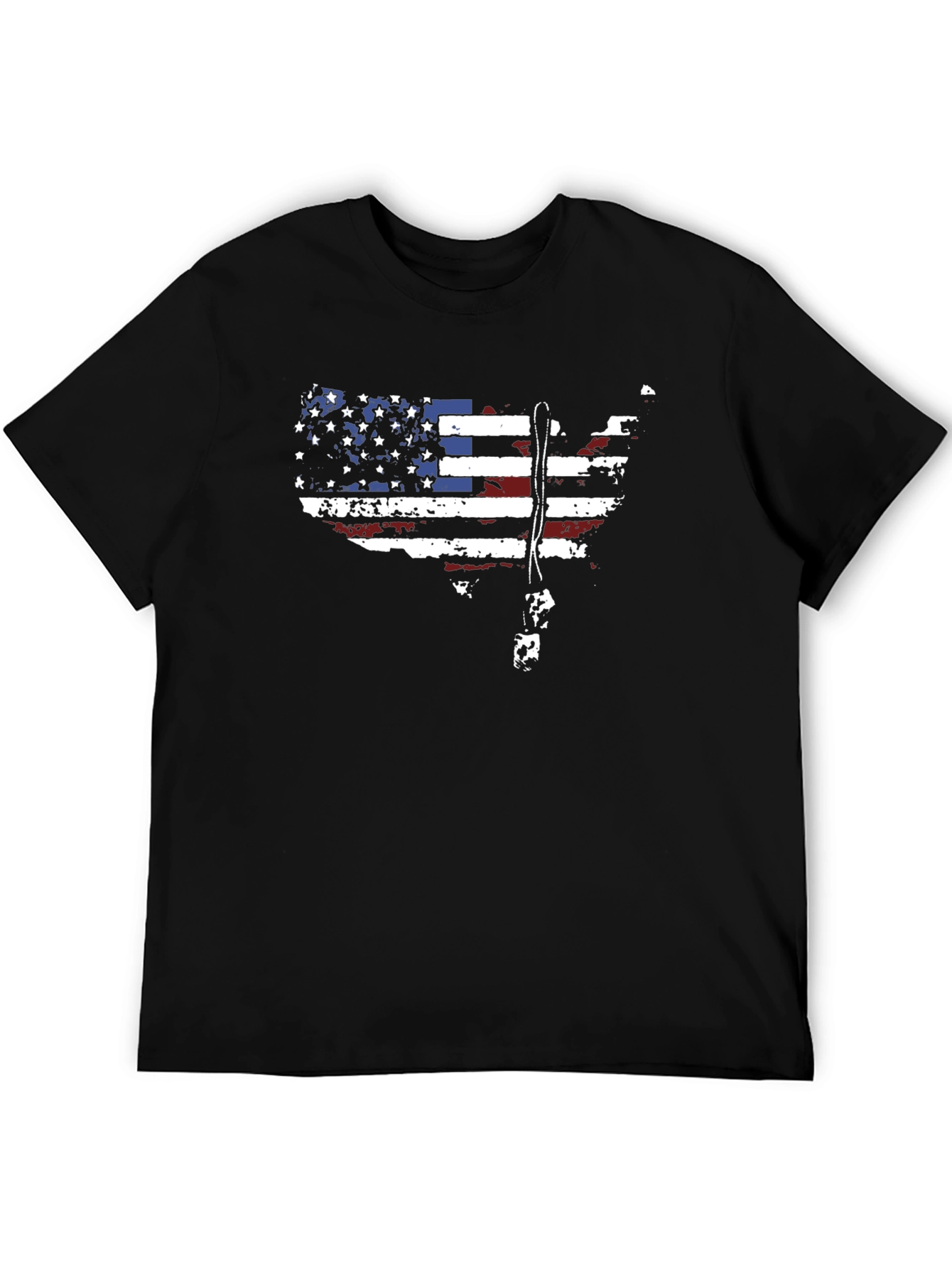 USA Flag Map Dog Tag T-Shirt