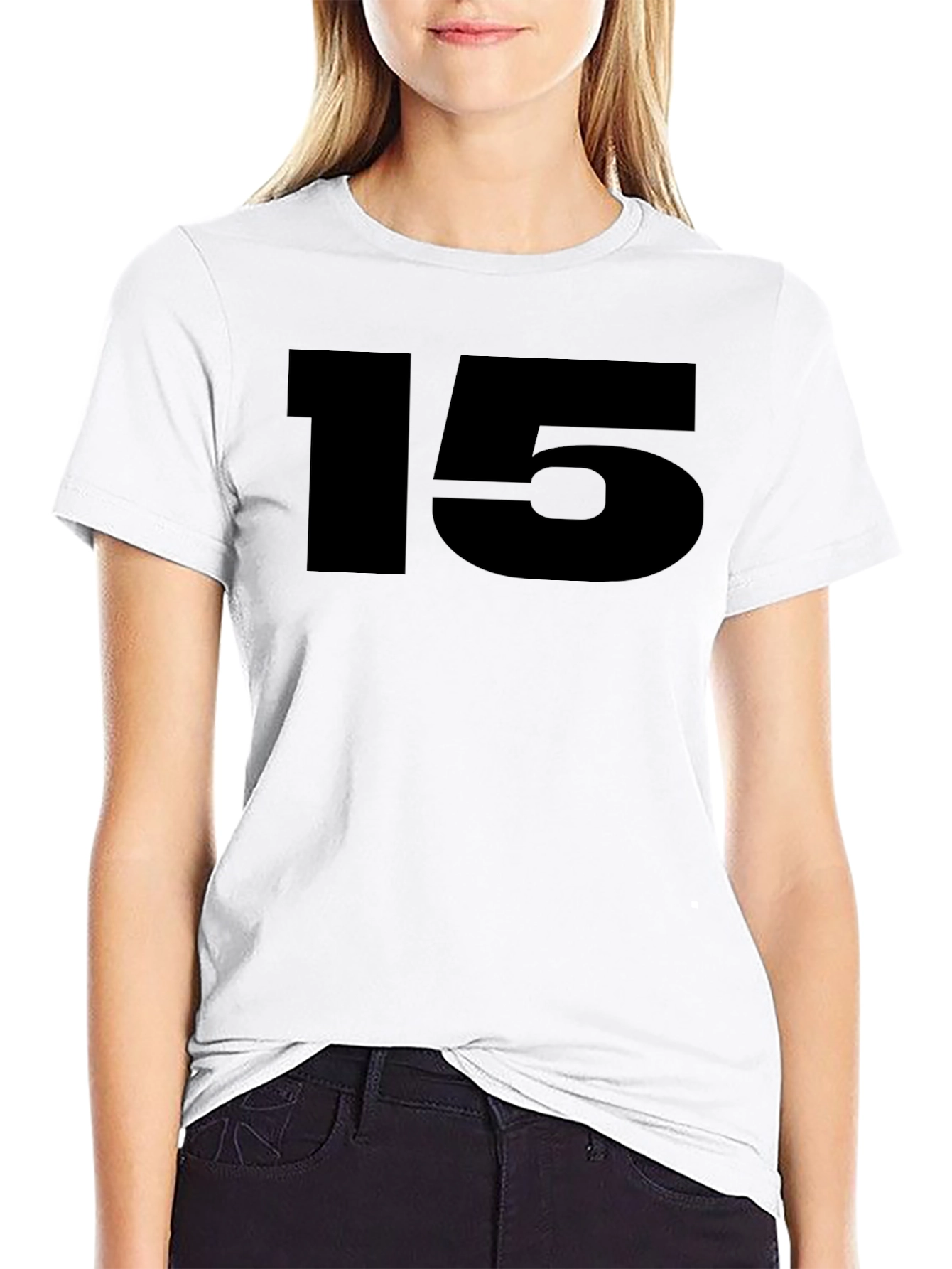 Black T-Shirt with Bold Number 15