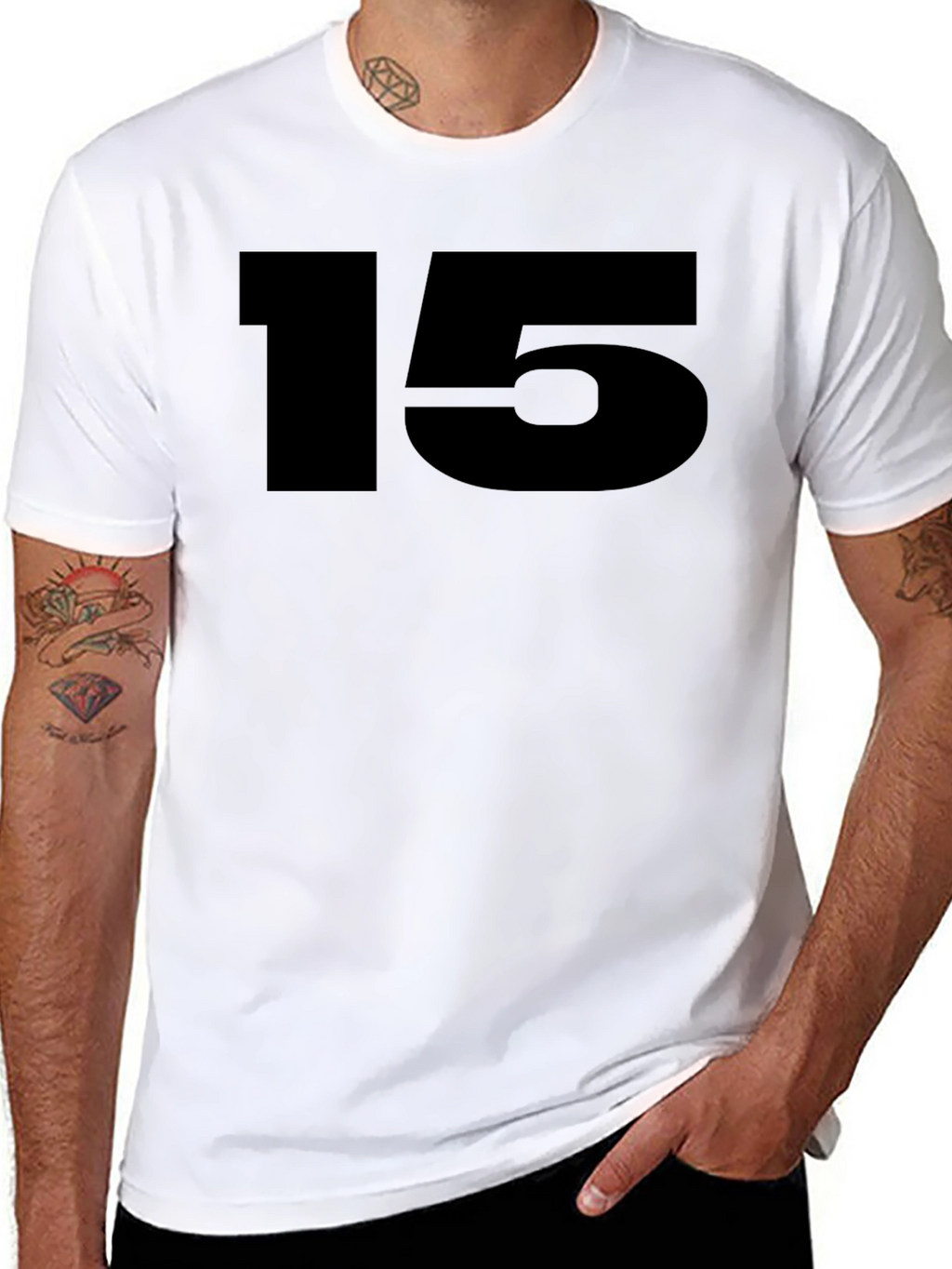 Black T-Shirt with Bold Number 15