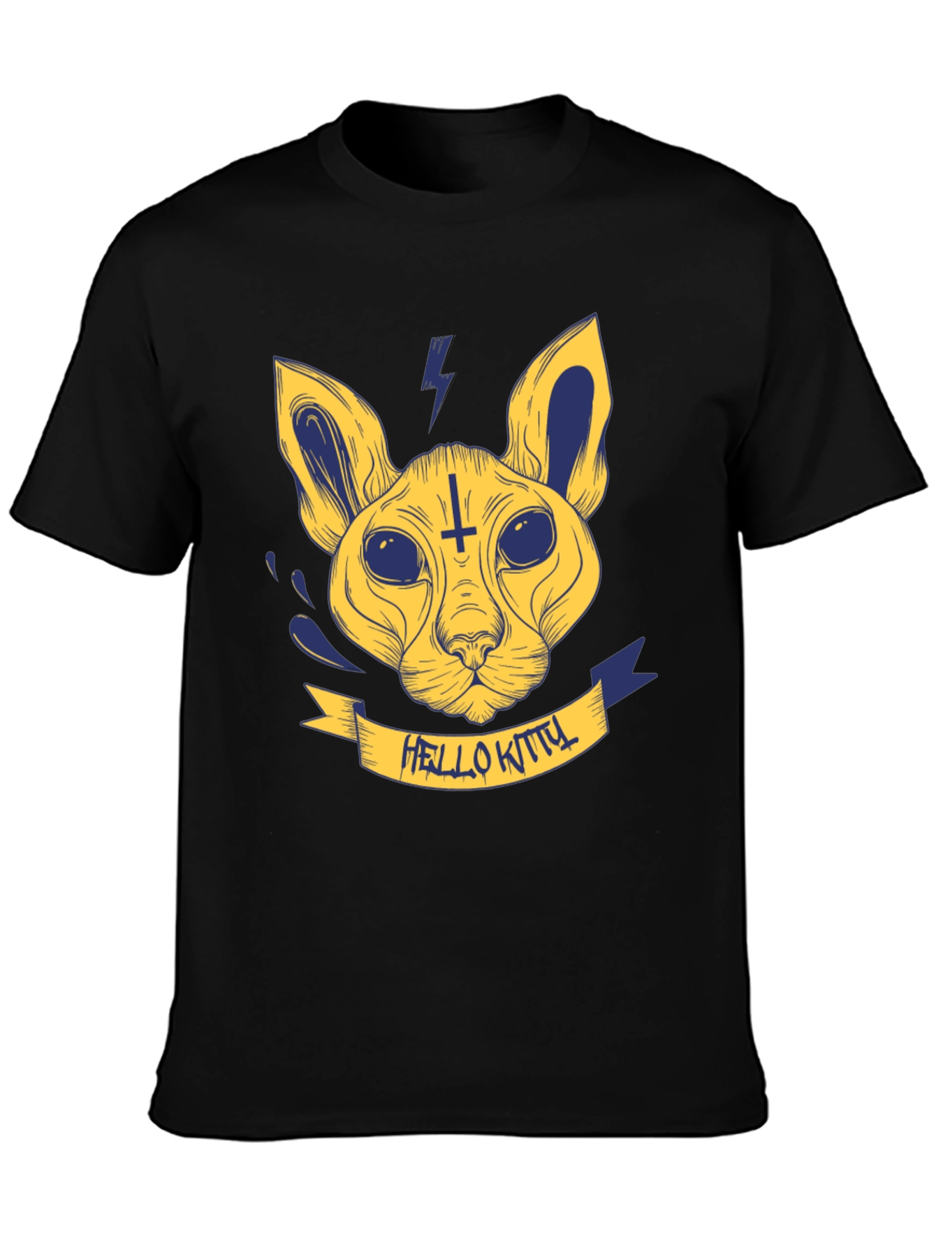 Mens Black T-Shirt with Hello Kitty Design