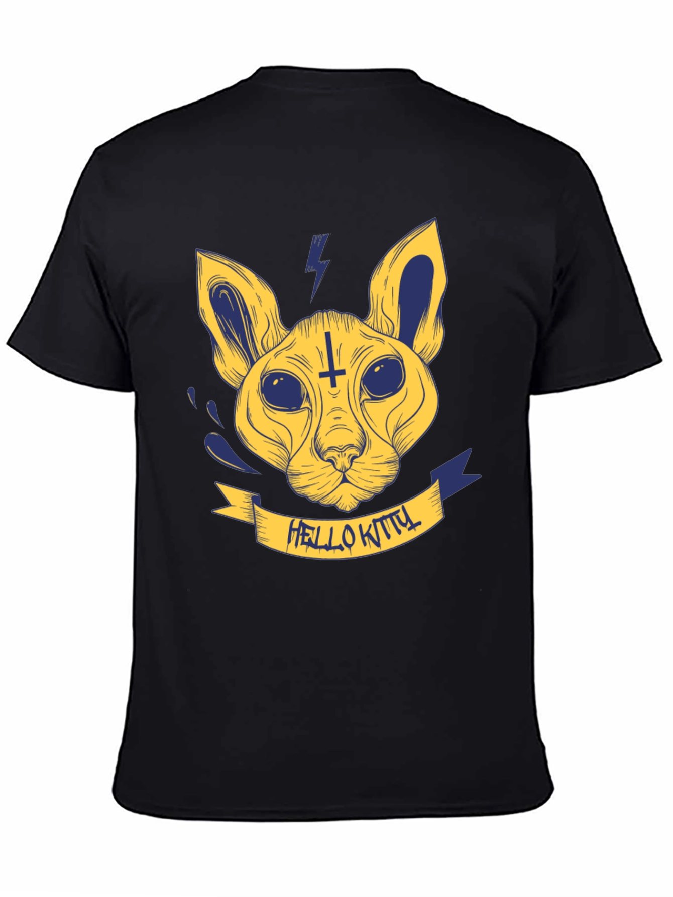 Mens Black T-Shirt with Hello Kitty Design