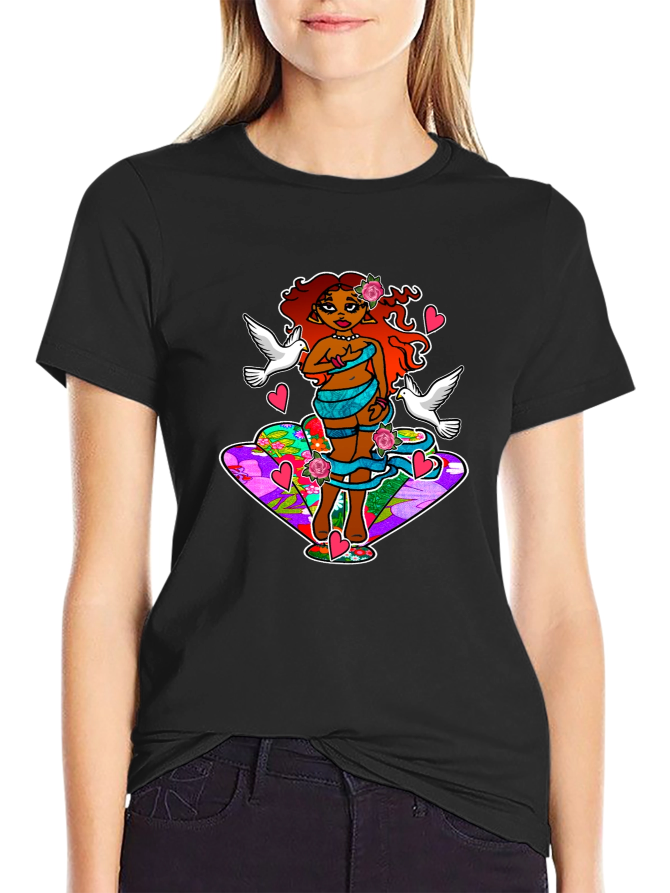 Fantasy Art T-Shirt: Love & Doves Graphic Tee
