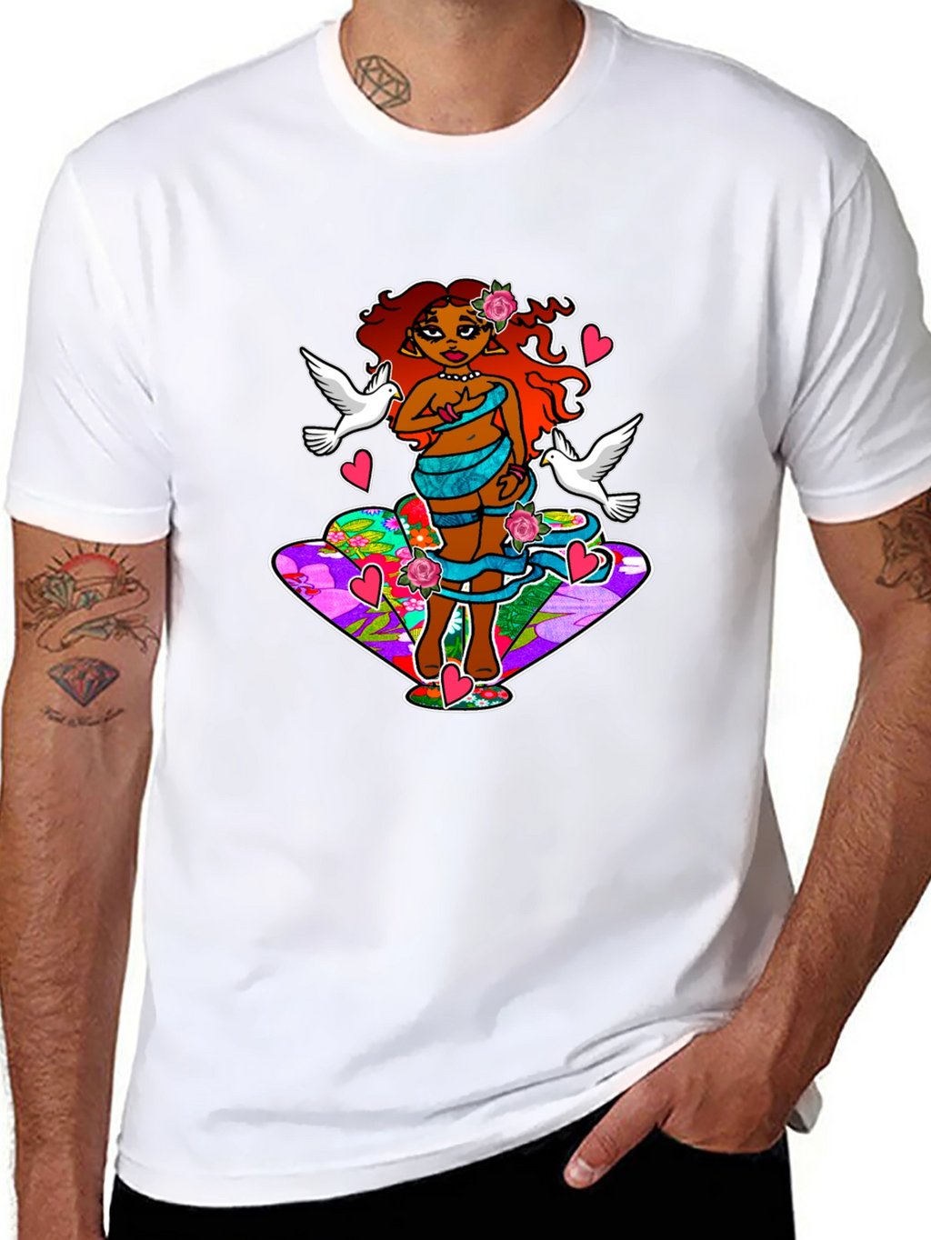 Fantasy Art T-Shirt: Love & Doves Graphic Tee