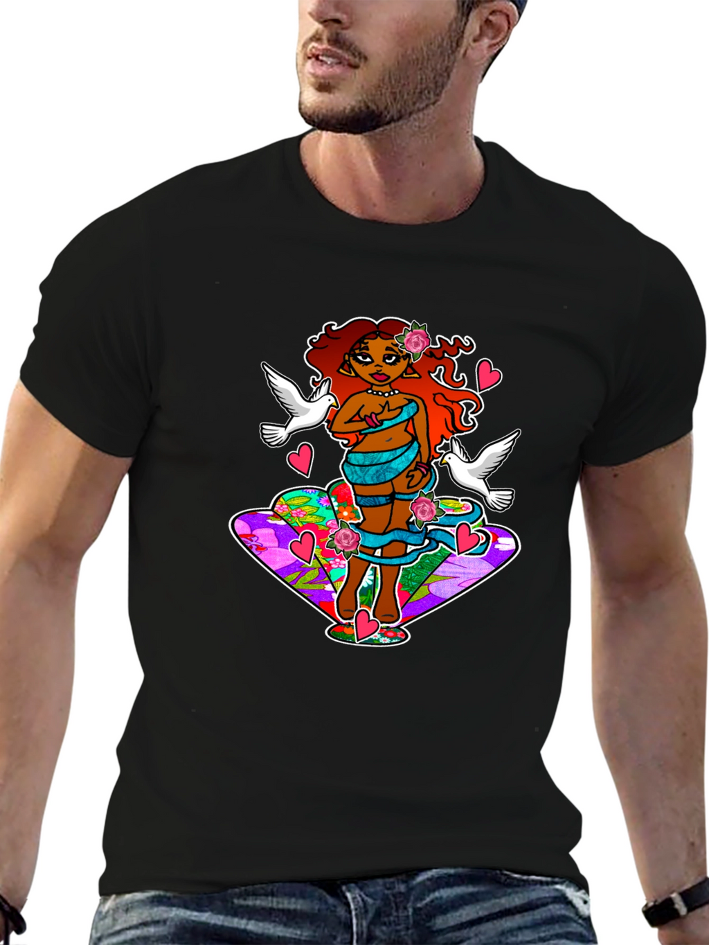 Fantasy Art T-Shirt: Love & Doves Graphic Tee