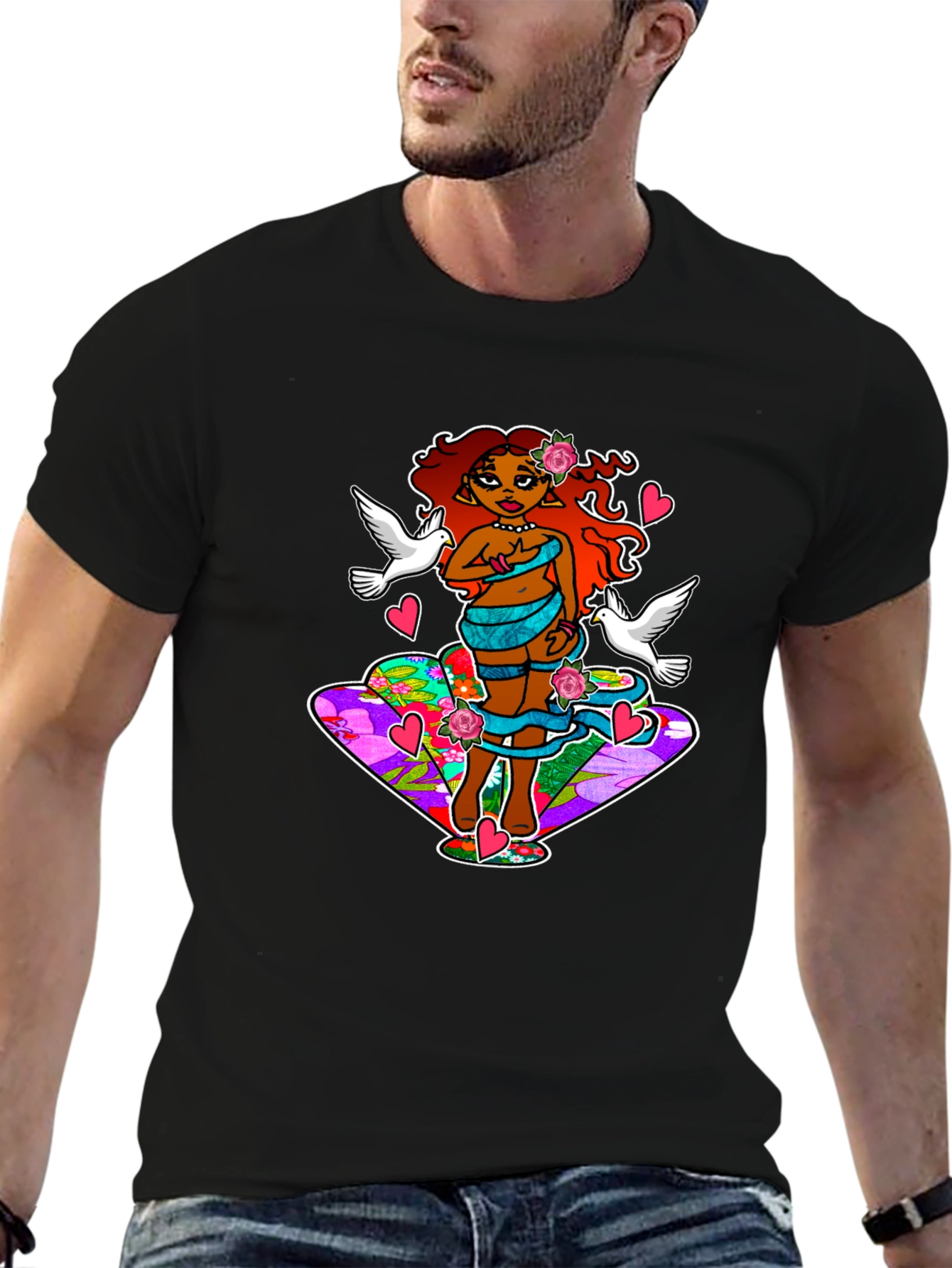 Fantasy Art T-Shirt: Love & Doves Graphic Tee