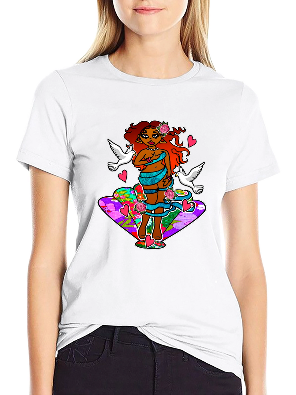 Fantasy Art T-Shirt: Love & Doves Graphic Tee
