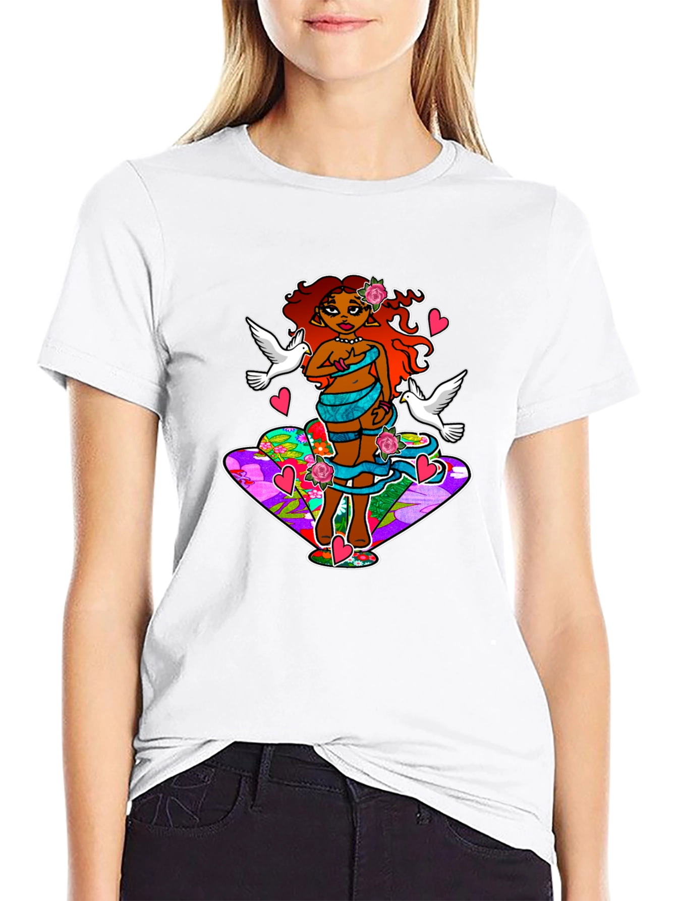 Fantasy Art T-Shirt: Love & Doves Graphic Tee