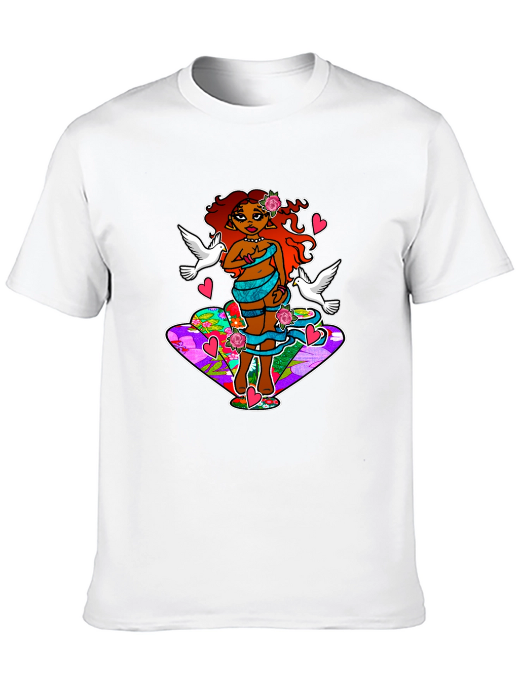 Fantasy Art T-Shirt: Love & Doves Graphic Tee