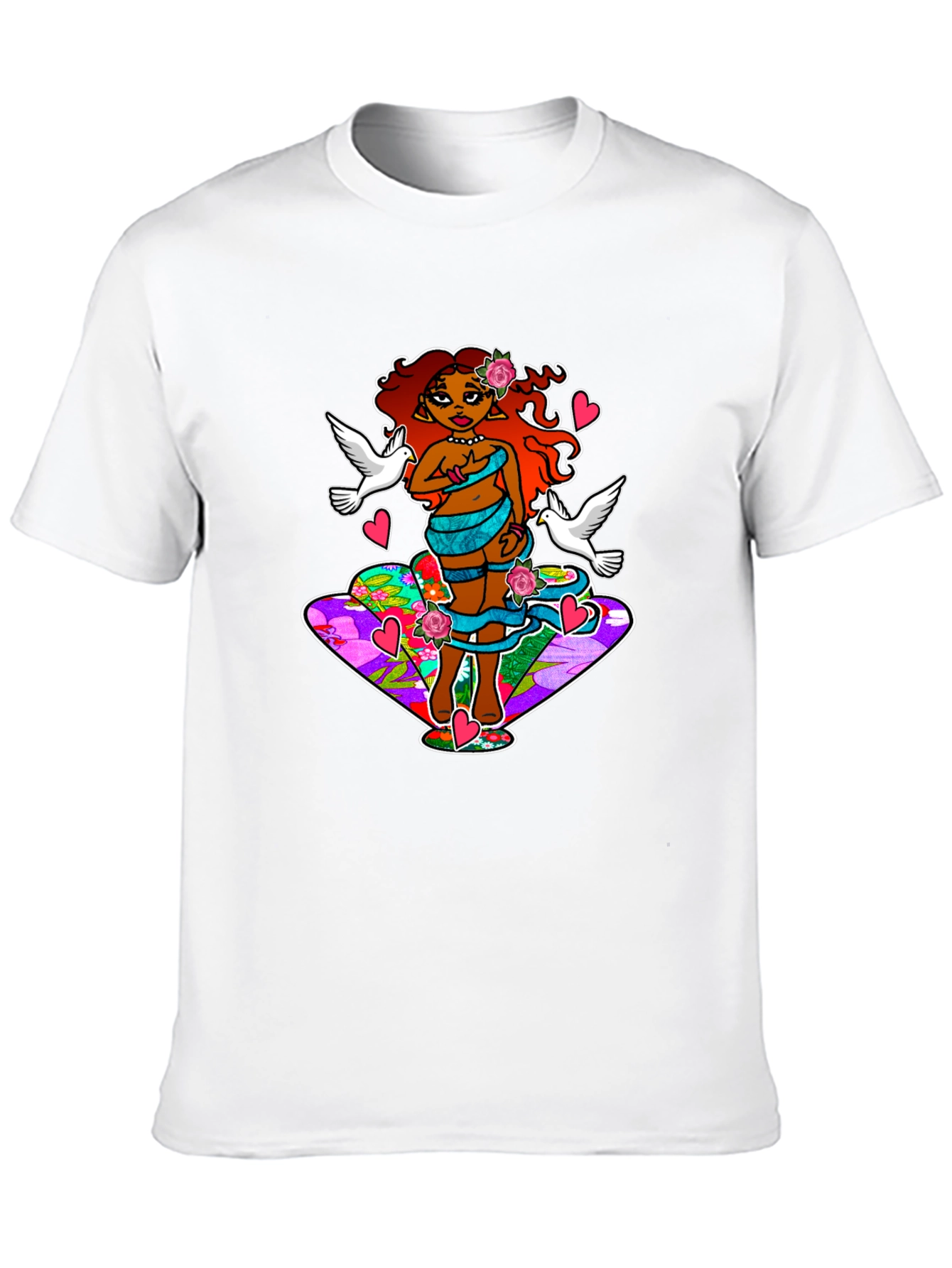 Fantasy Art T-Shirt: Love & Doves Graphic Tee
