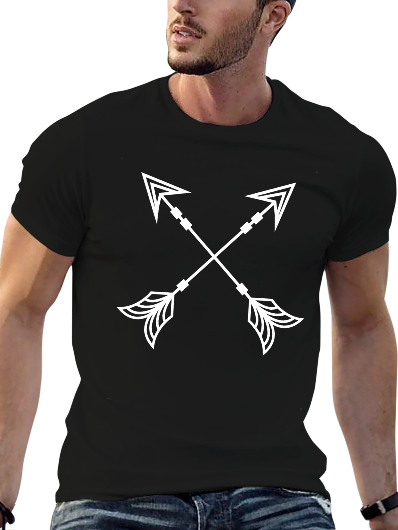 Crossed Arrow Graphic Tee - Casual Black T-Shirt