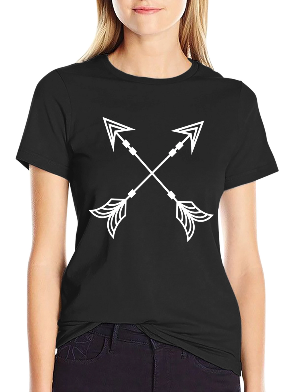 Crossed Arrow Graphic Tee - Casual Black T-Shirt