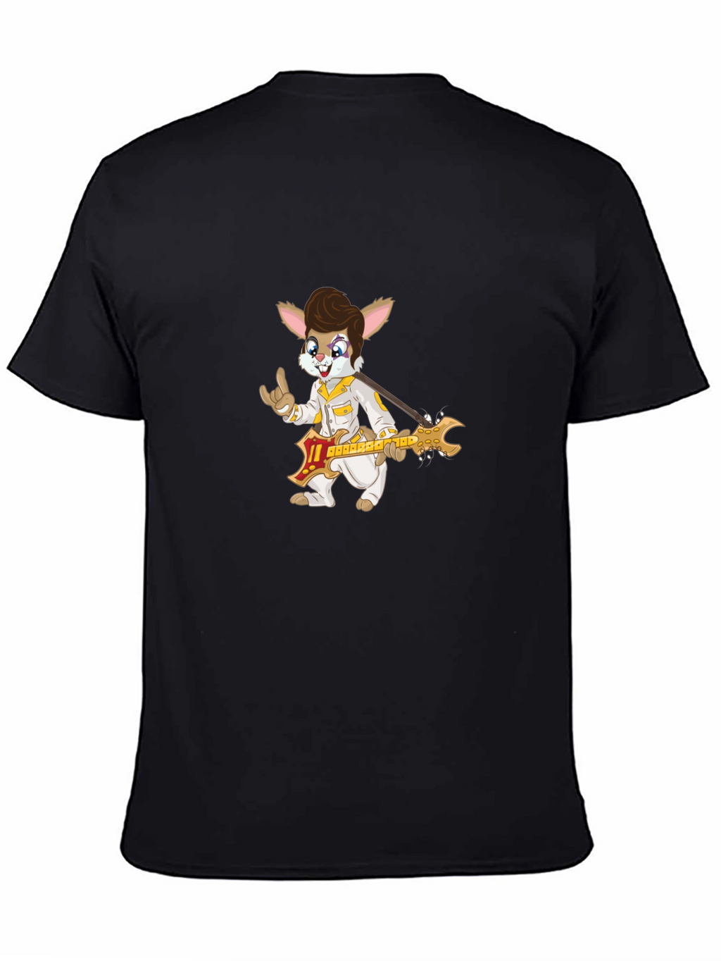 Bunny Elvis Rock N Roll Black T-Shirt