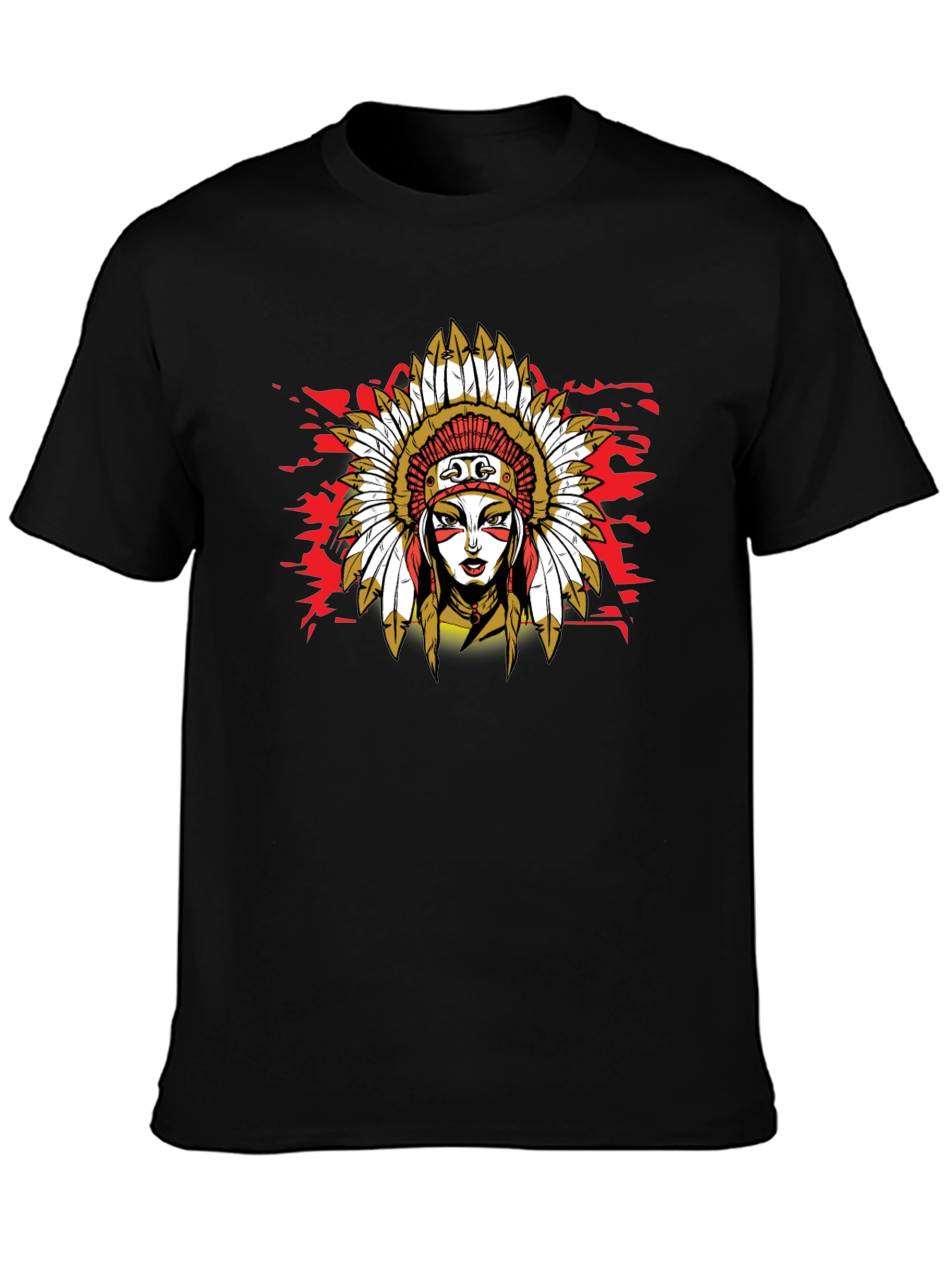 Native American Headdress Black T-Shirt