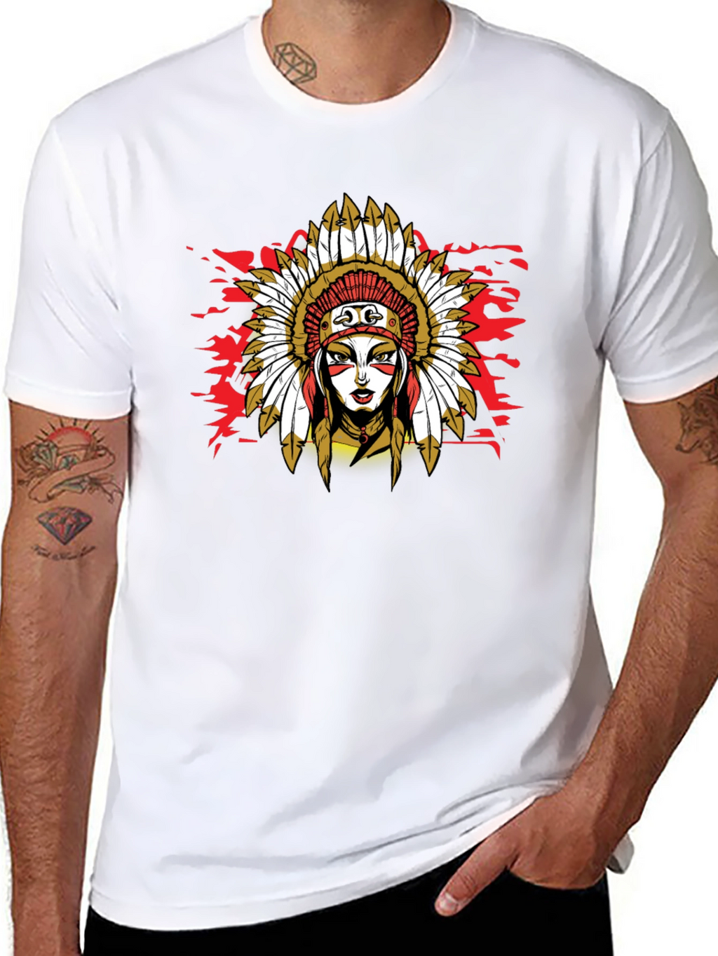 Native American Headdress Black T-Shirt