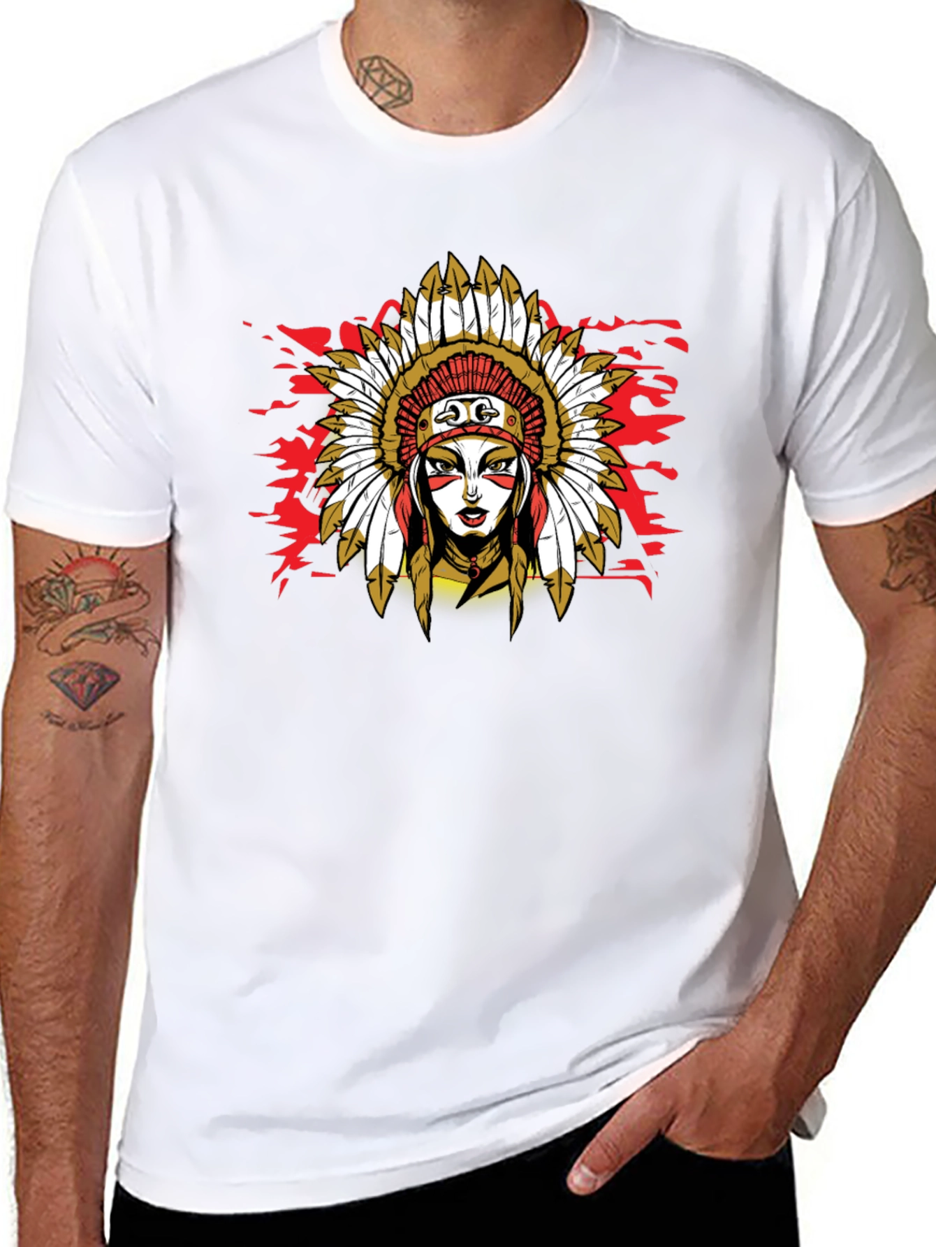 Native American Headdress Black T-Shirt