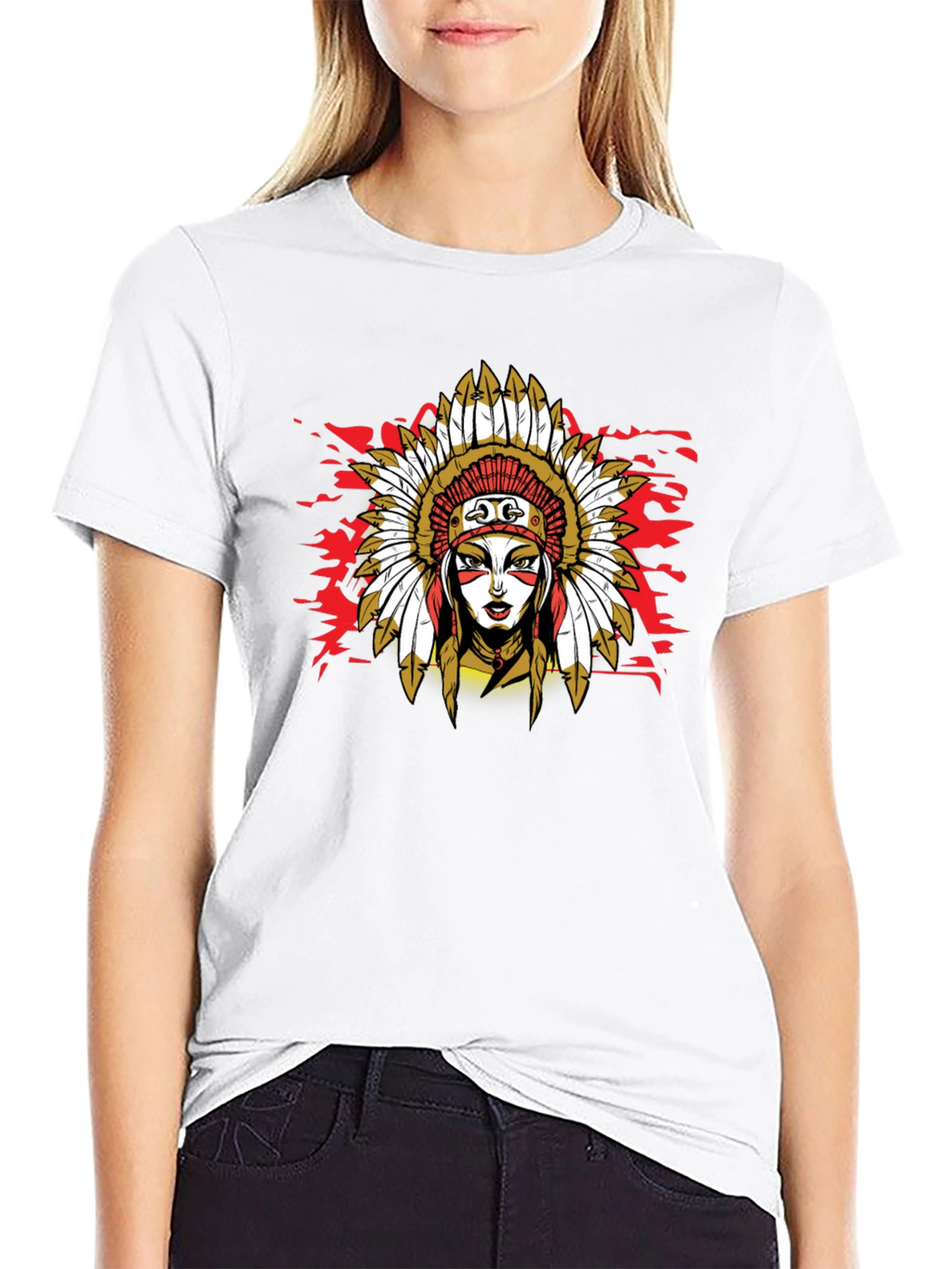 Native American Headdress Black T-Shirt