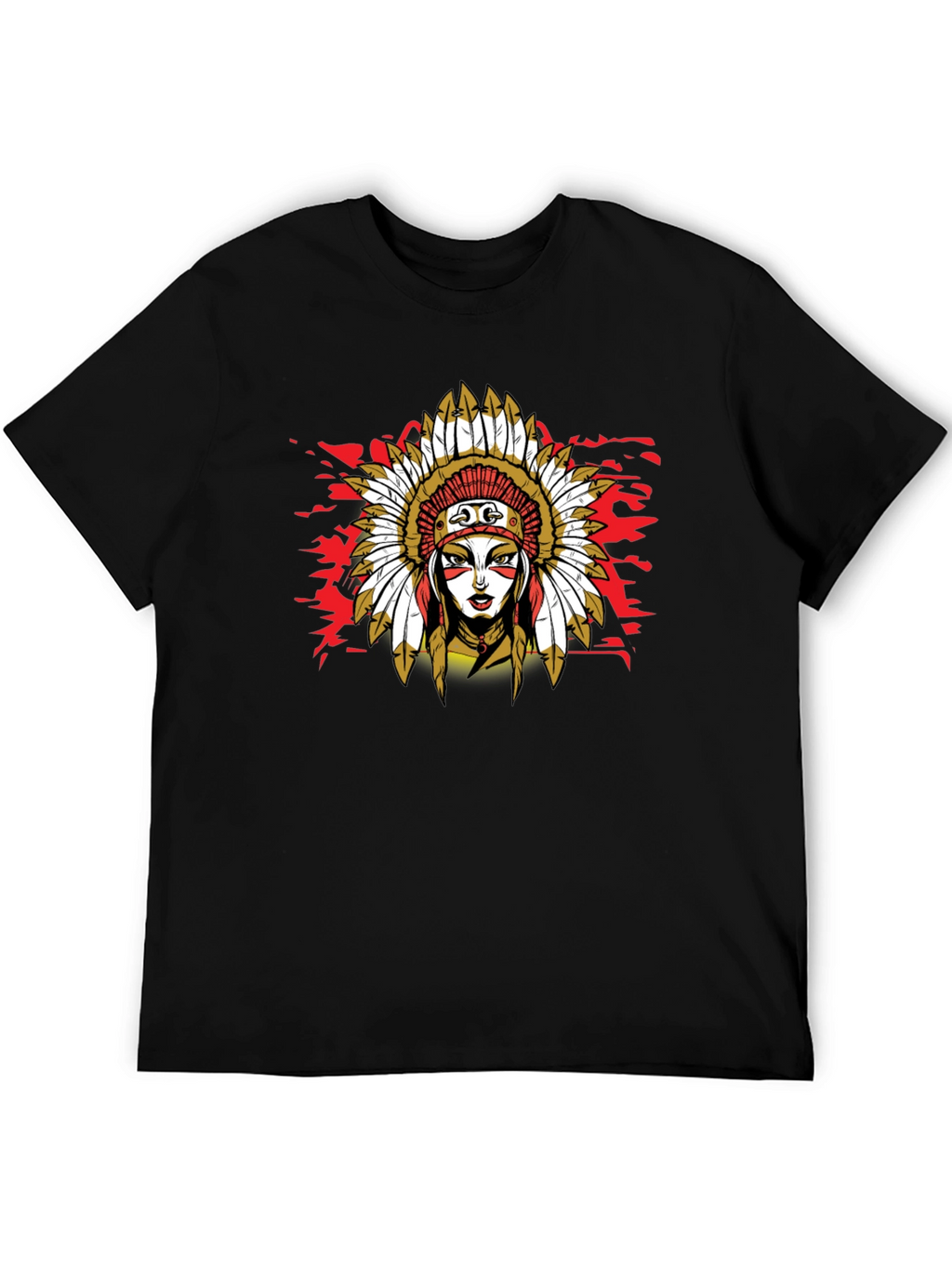 Native American Headdress Black T-Shirt
