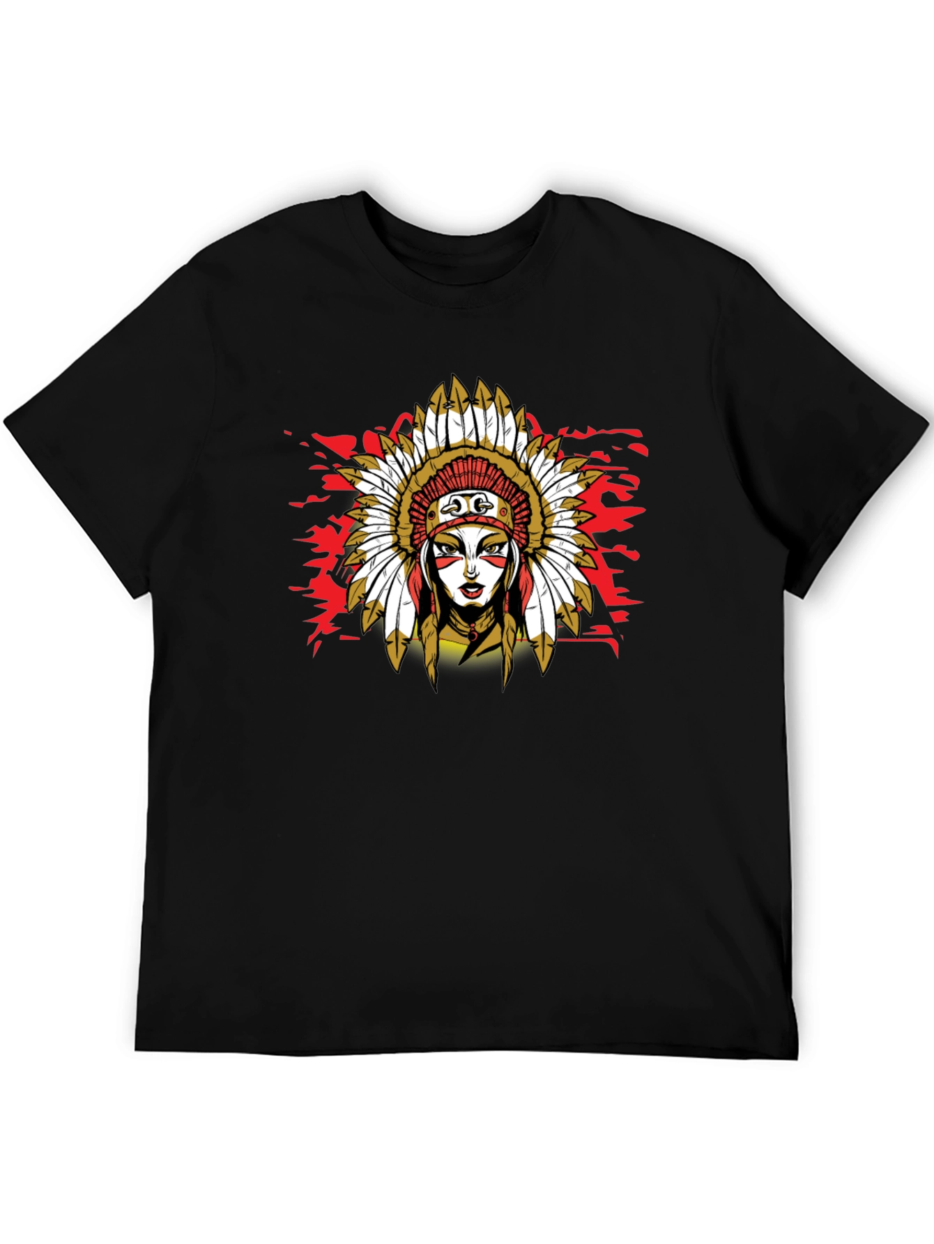 Native American Headdress Black T-Shirt