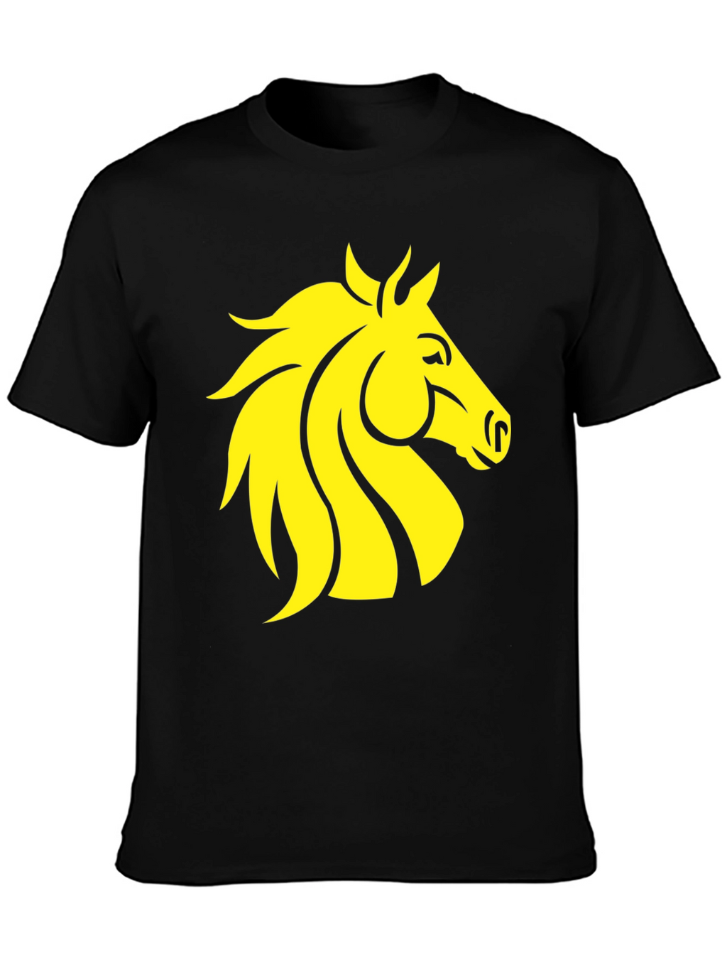 Black T-Shirt with Yellow Horse Graphic