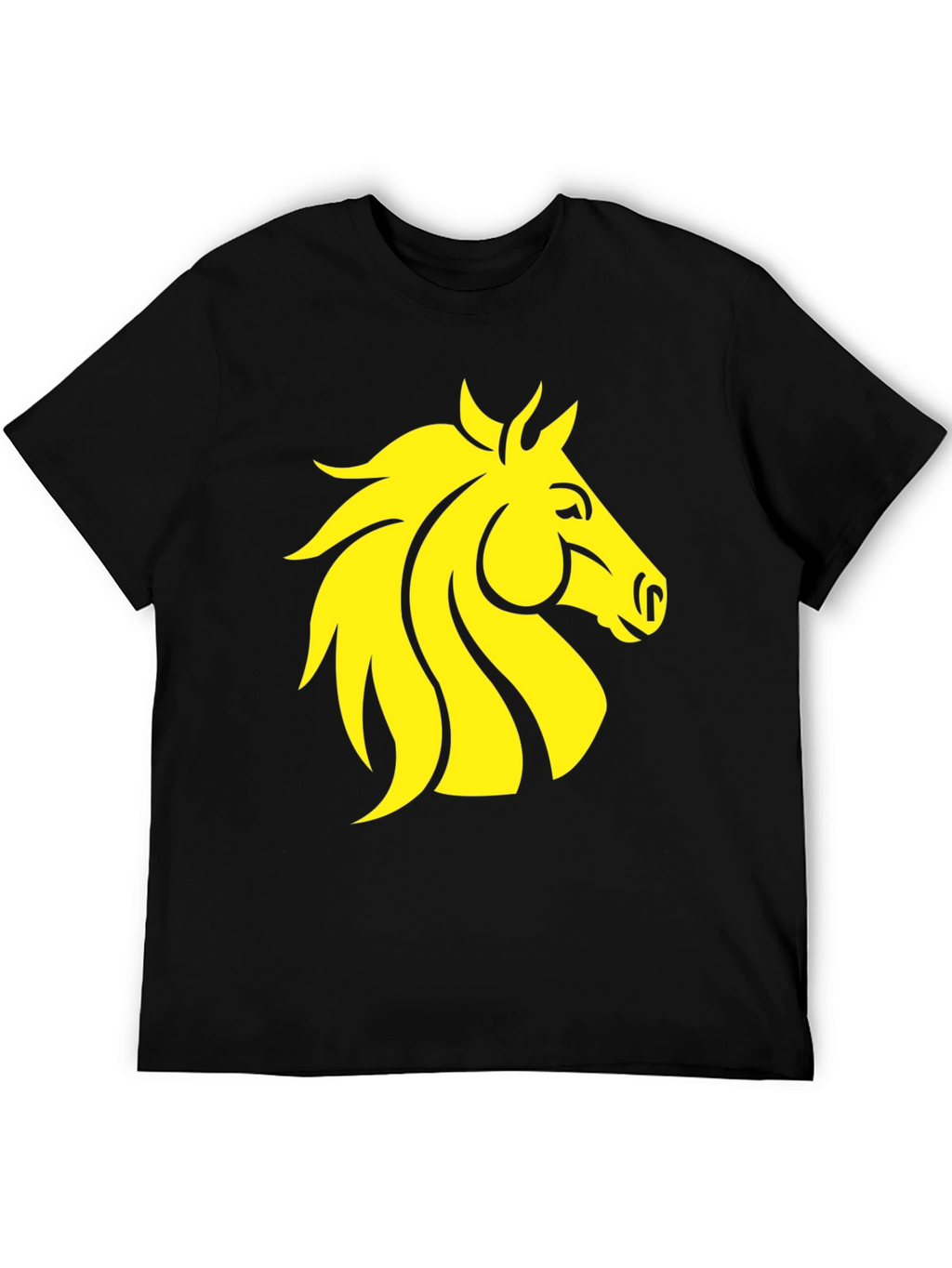 Black T-Shirt with Yellow Horse Graphic
