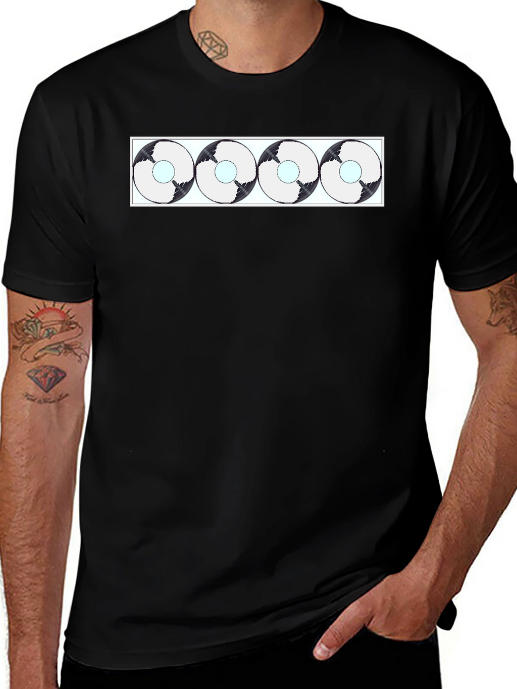 Abstract Circle Pattern Black T-Shirt