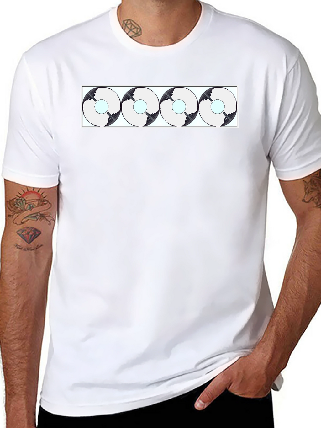 Abstract Circle Pattern Black T-Shirt