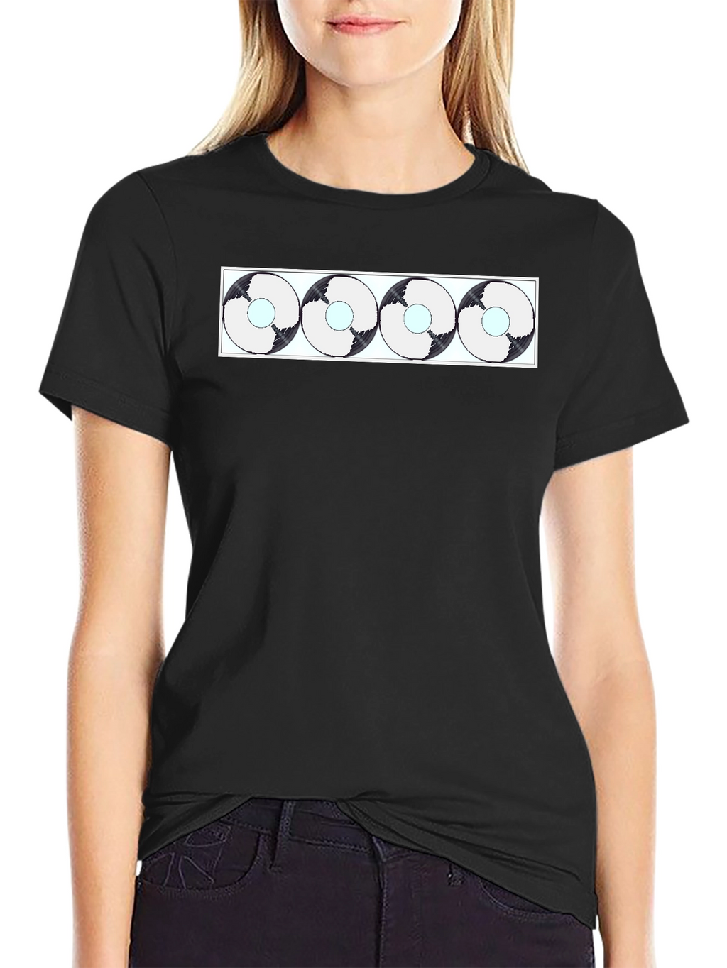 Abstract Circle Pattern Black T-Shirt