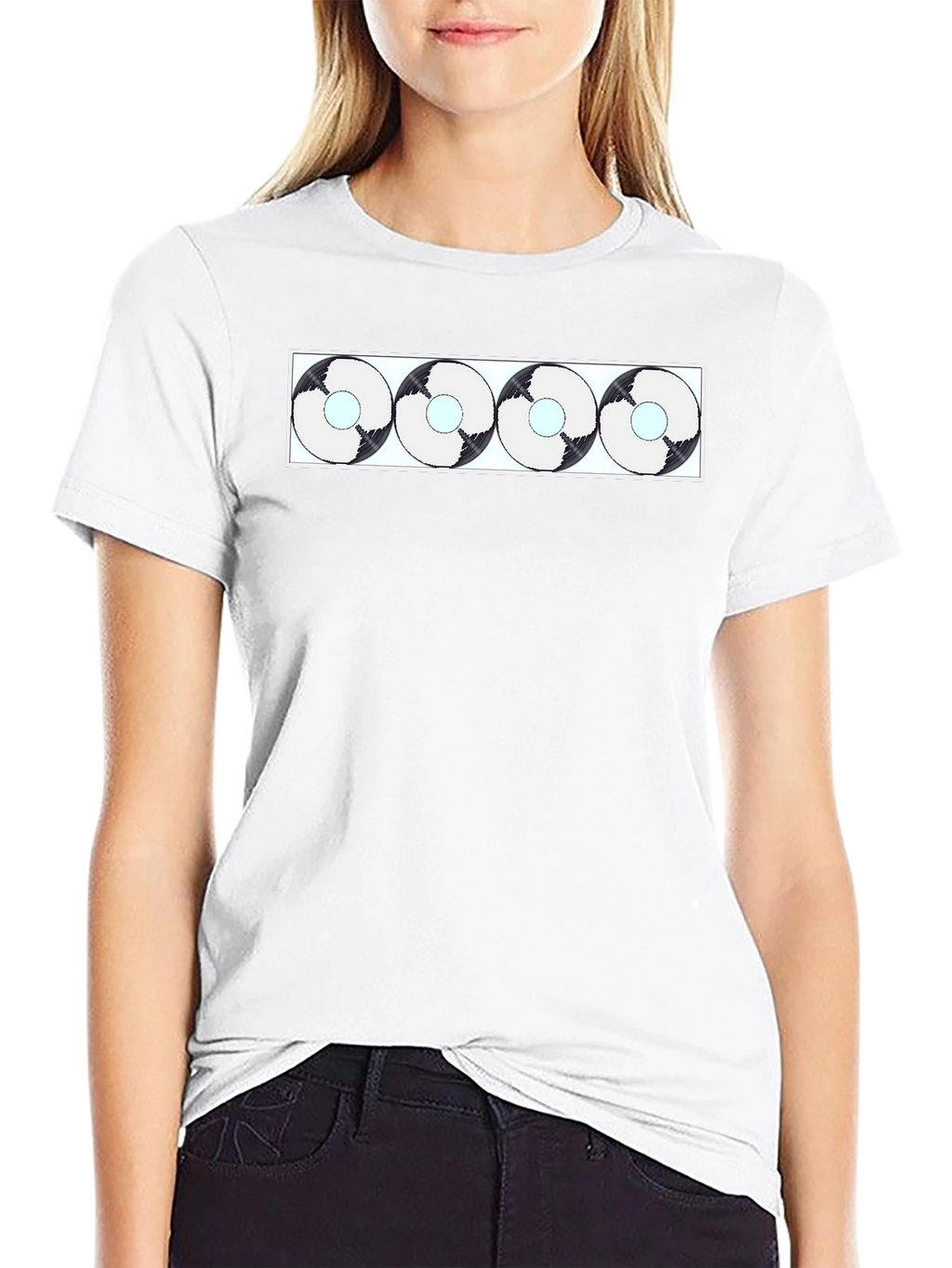 Abstract Circle Pattern Black T-Shirt