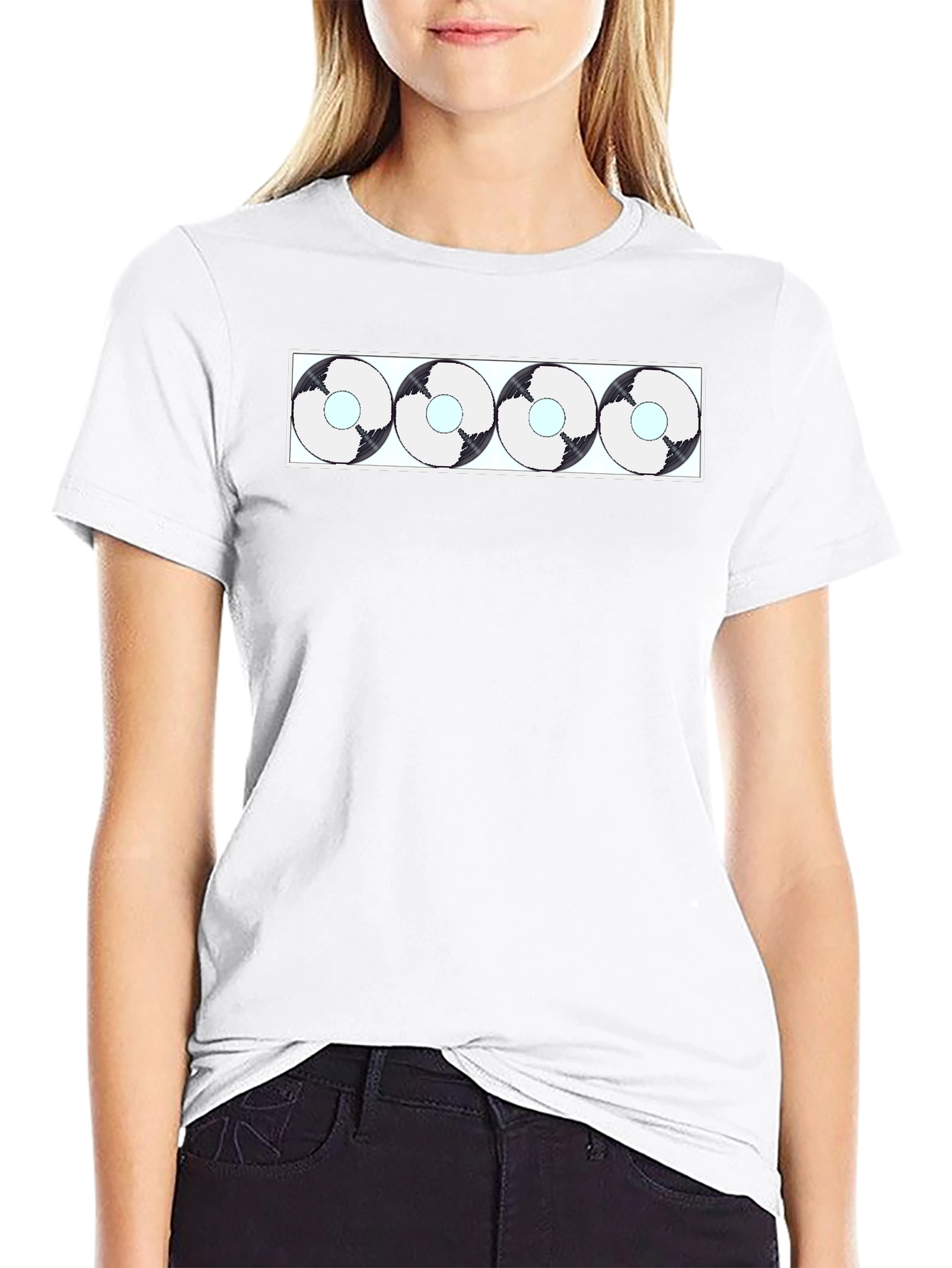 Abstract Circle Pattern Black T-Shirt
