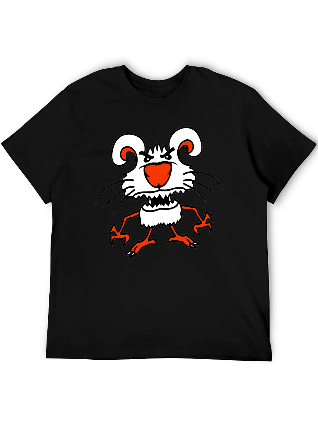 Funny Cartoon Mouse Graphic Black T-Shirt