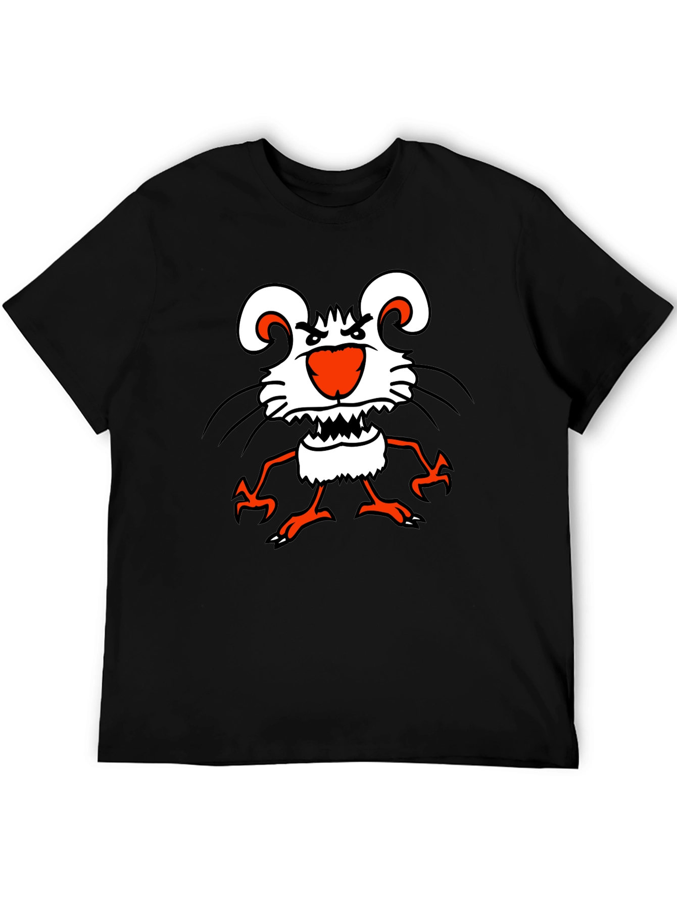 Funny Cartoon Mouse Graphic Black T-Shirt