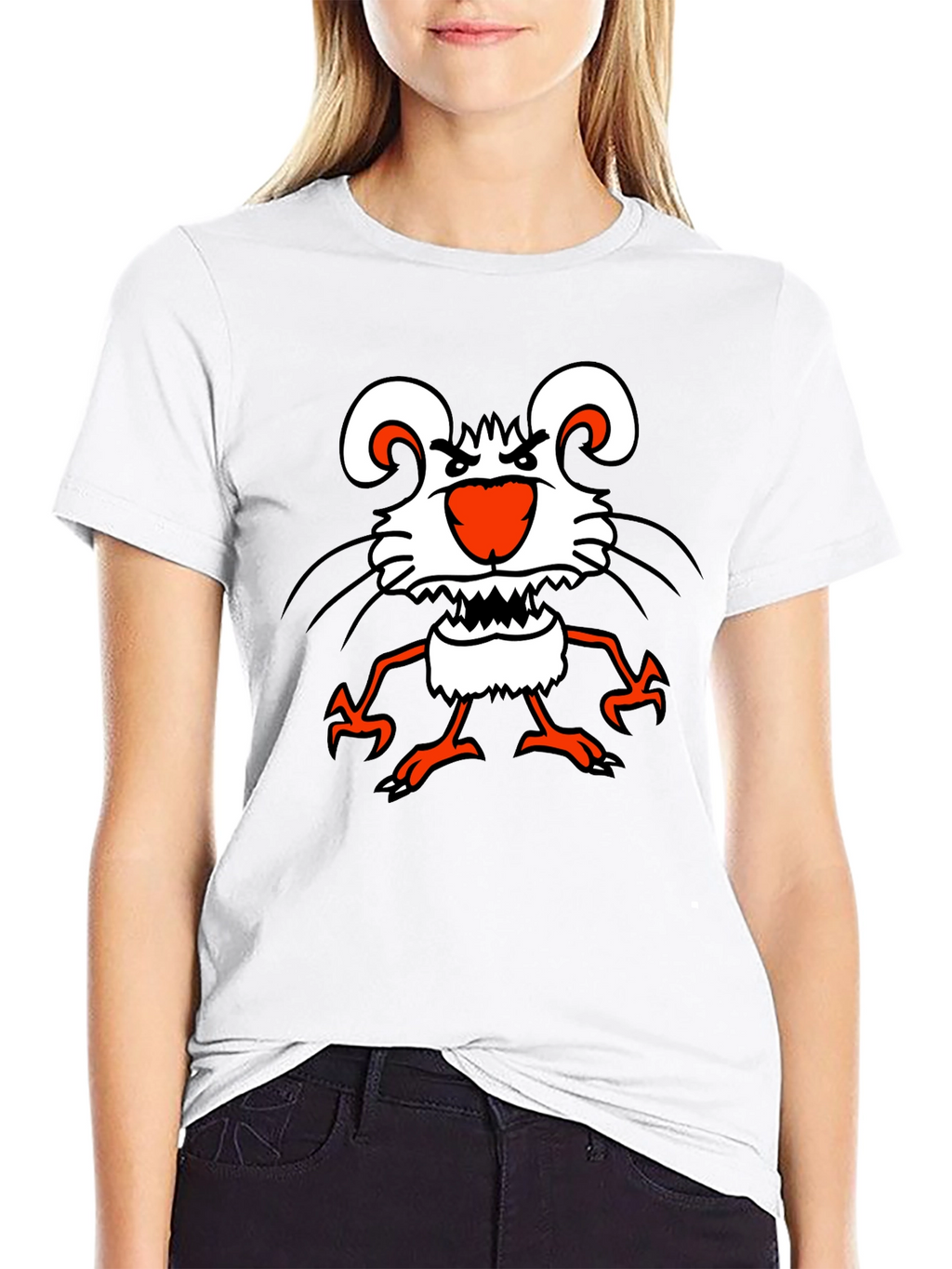 Funny Cartoon Mouse Graphic Black T-Shirt
