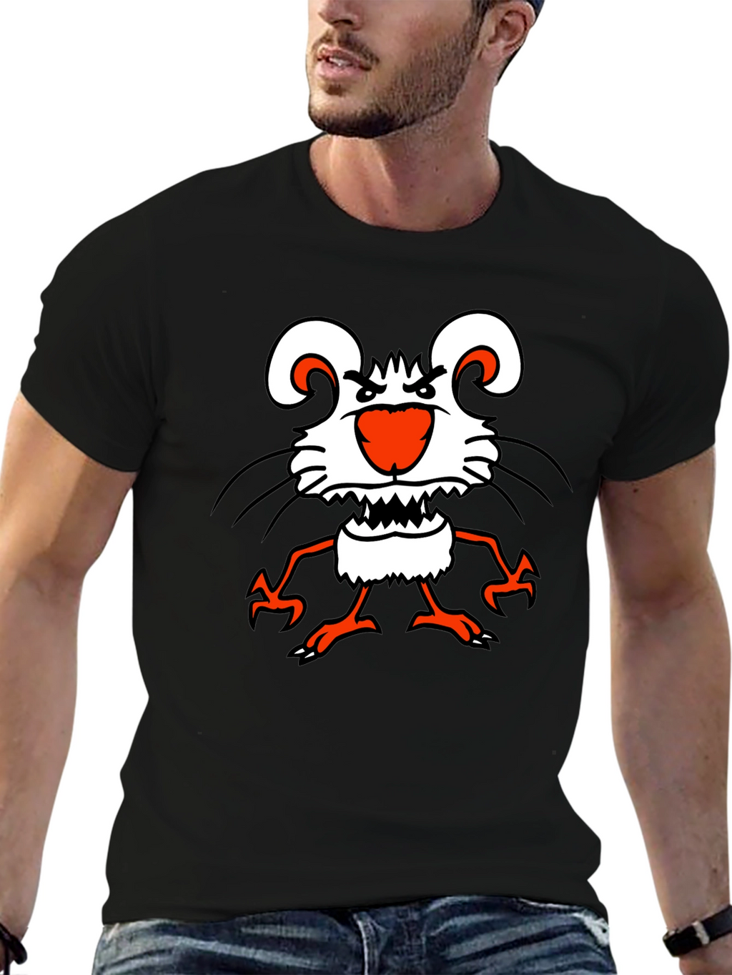 Funny Cartoon Mouse Graphic Black T-Shirt