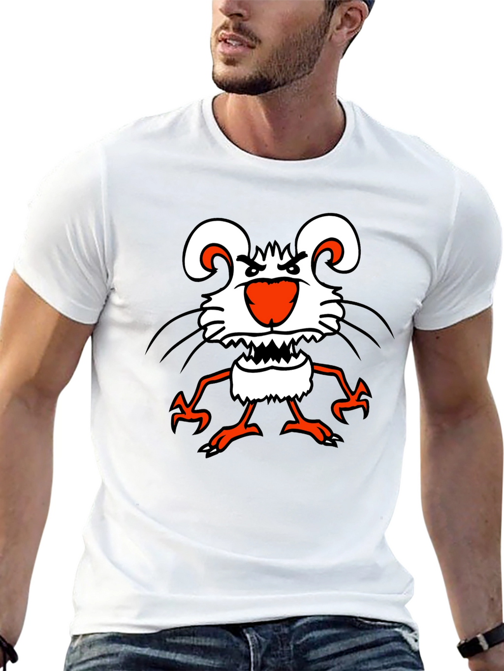 Funny Cartoon Mouse Graphic Black T-Shirt