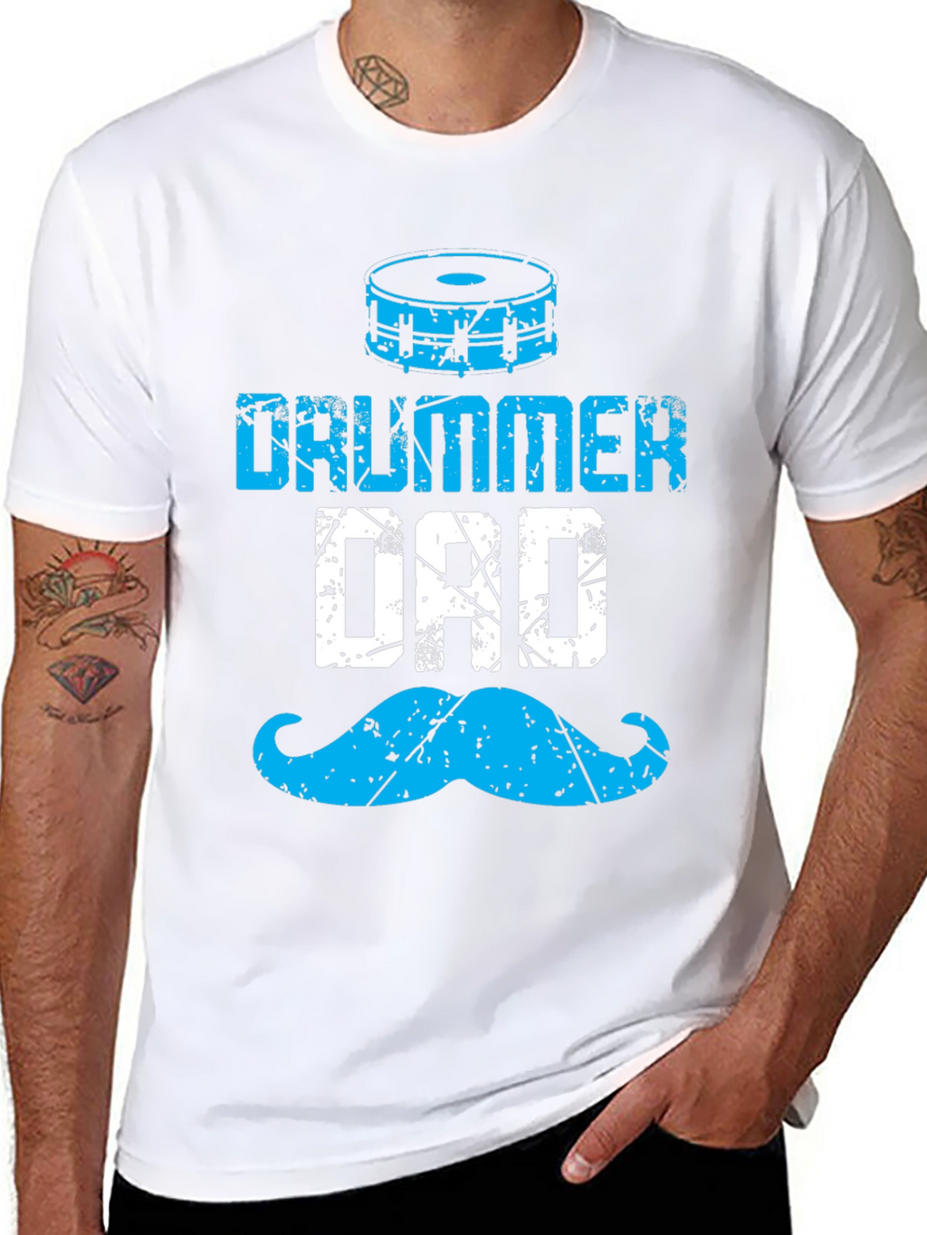 Drummer Dad T-Shirt - Blue Graphic Tee