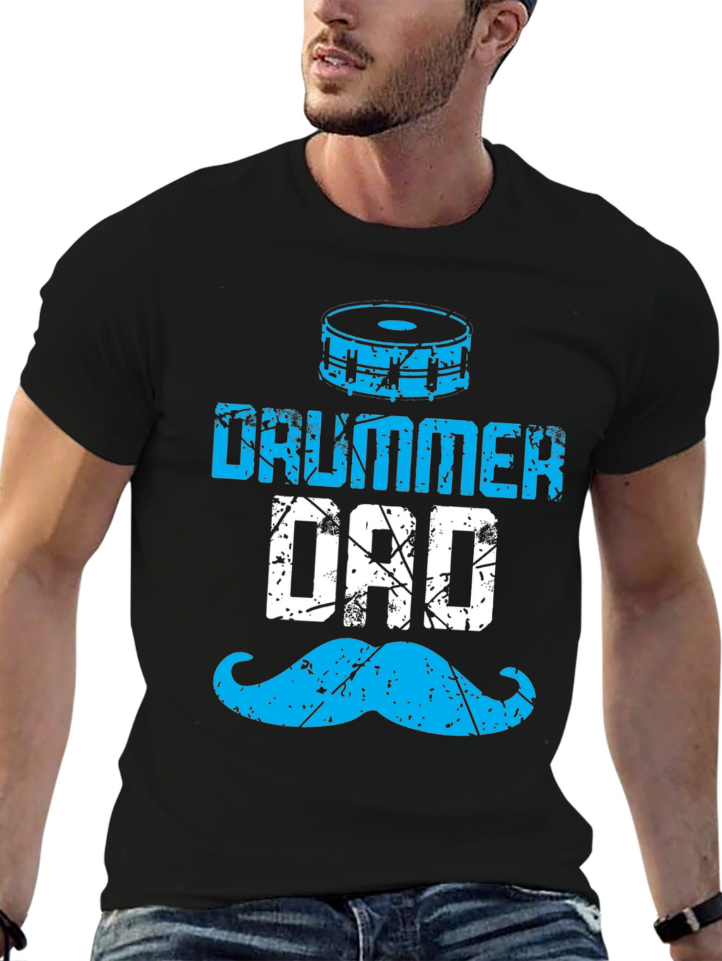 Drummer Dad T-Shirt - Blue Graphic Tee