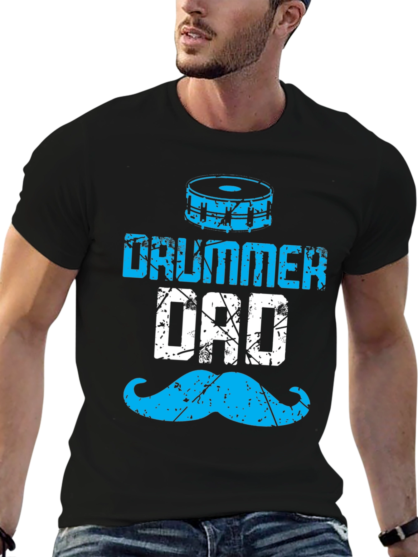 Drummer Dad T-Shirt - Blue Graphic Tee