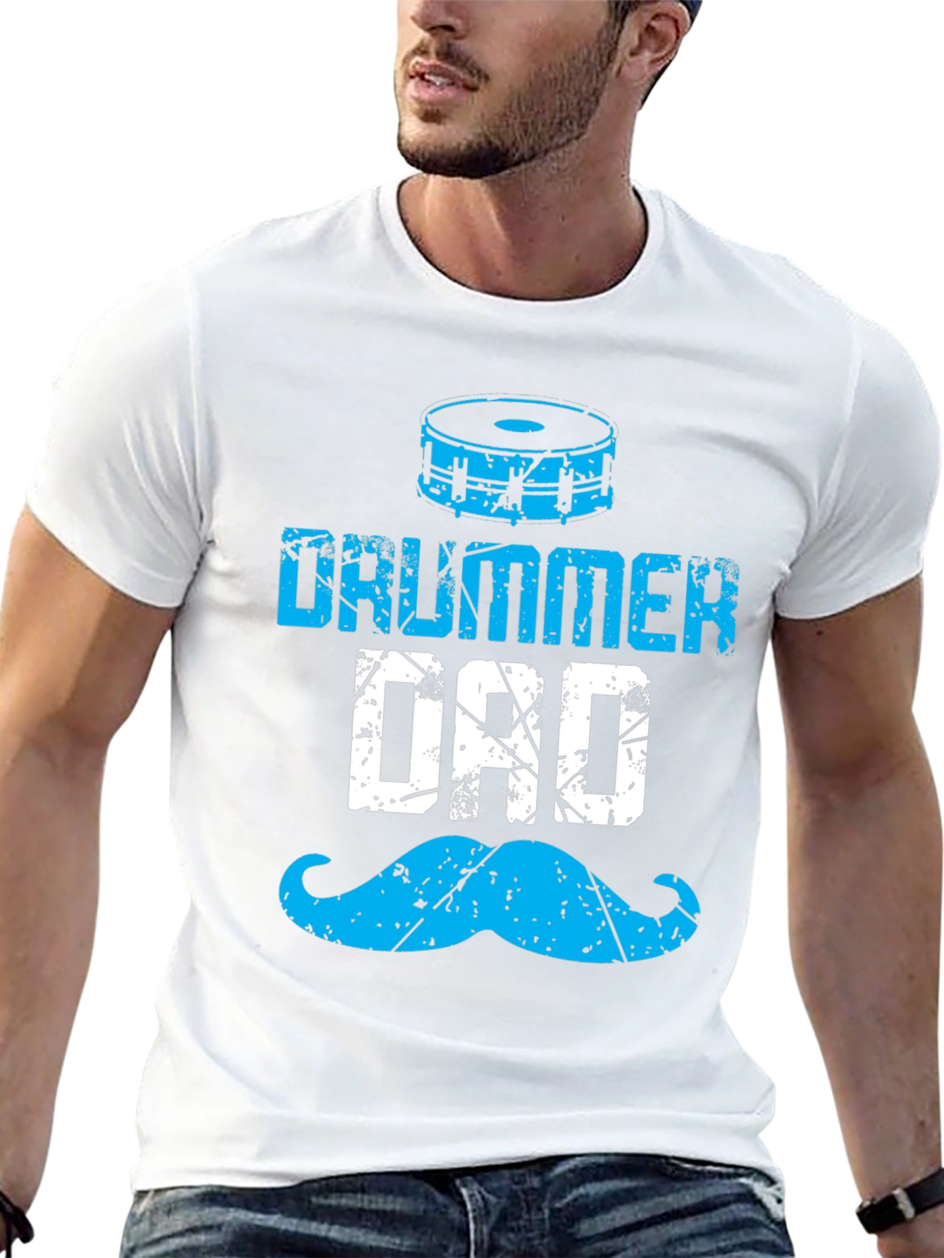 Drummer Dad T-Shirt - Blue Graphic Tee