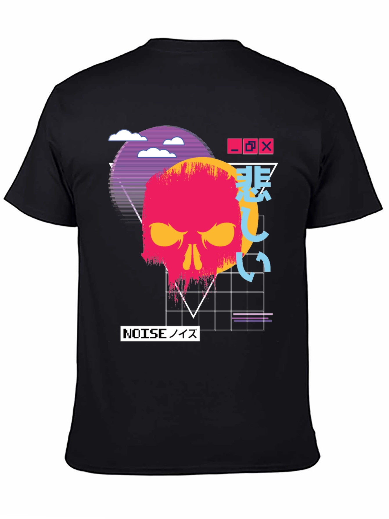 Vaporwave Skull Graphic Tee - Dark Aesthetic T-Shirt
