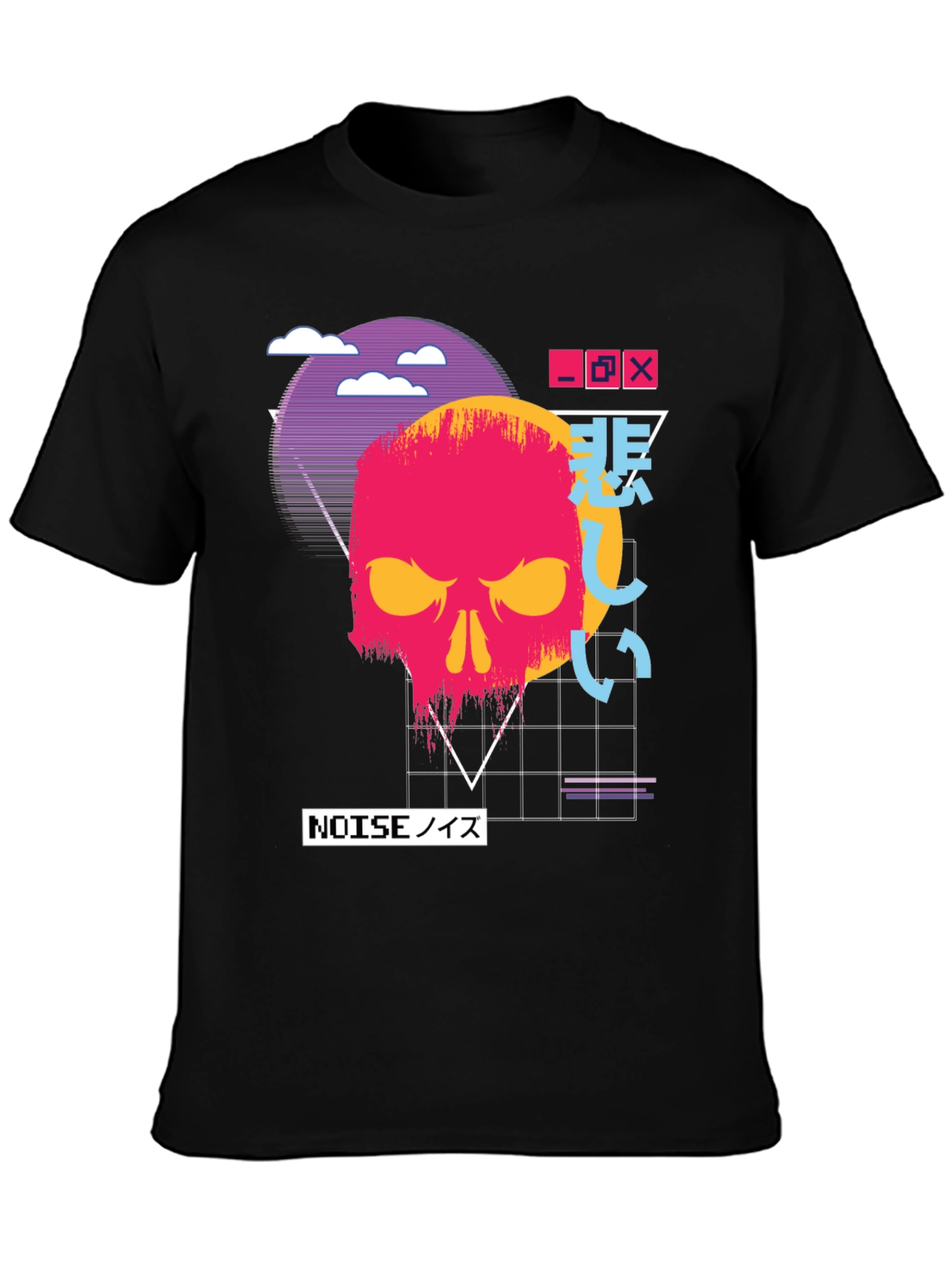 Vaporwave Skull Graphic Tee - Dark Aesthetic T-Shirt