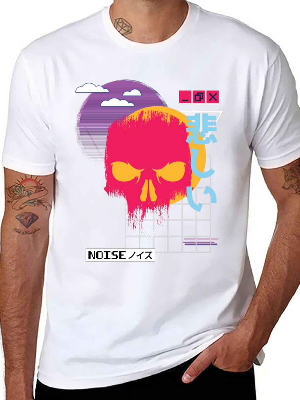 Vaporwave Skull Graphic Tee - Dark Aesthetic T-Shirt