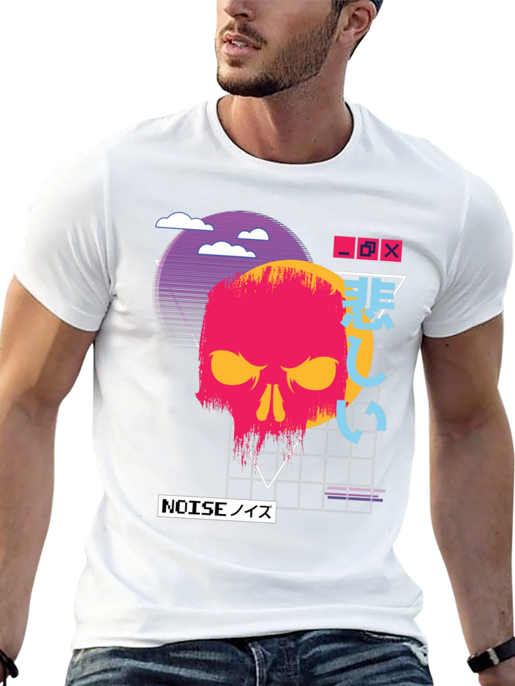 Vaporwave Skull Graphic Tee - Dark Aesthetic T-Shirt