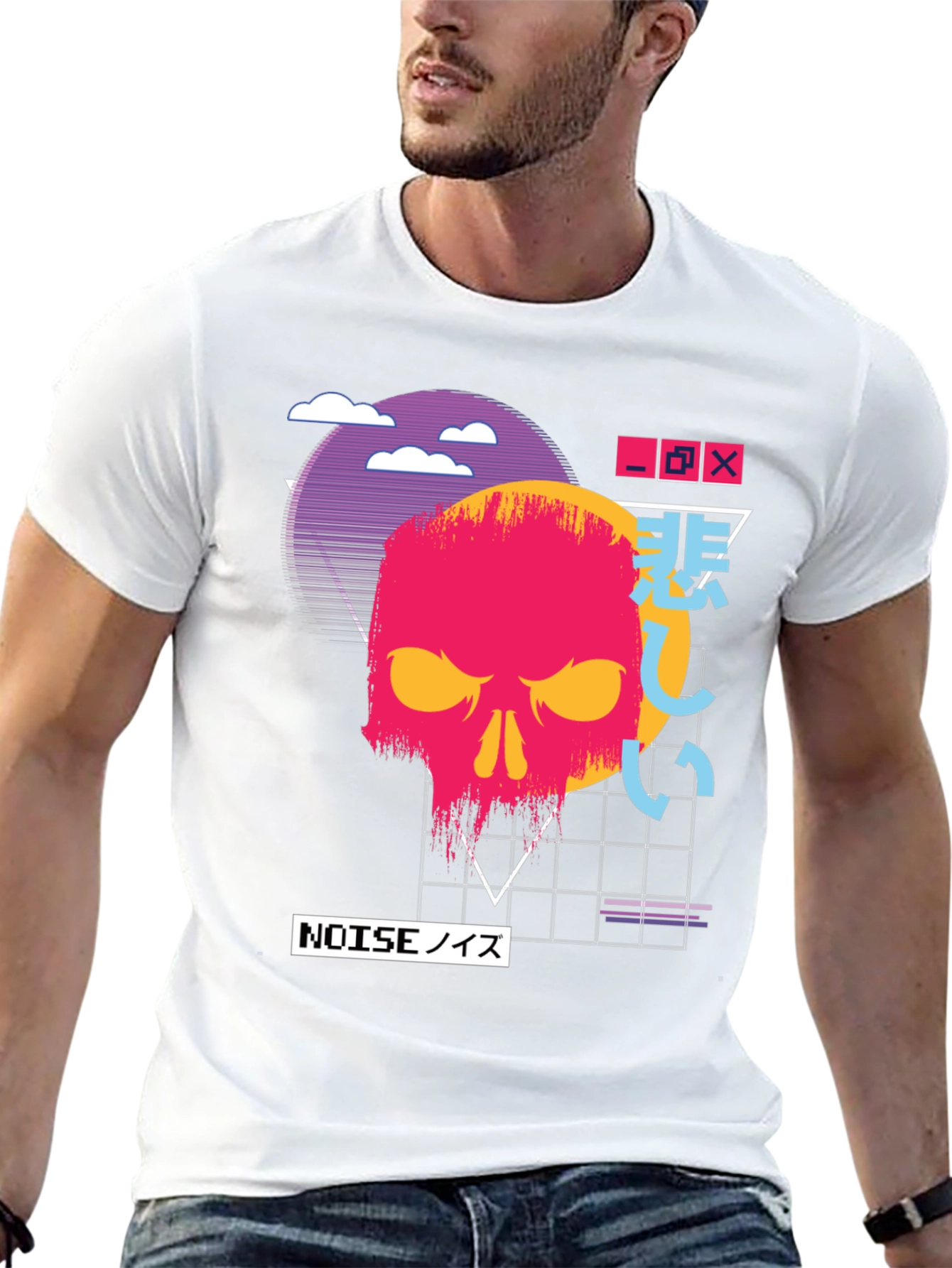 Vaporwave Skull Graphic Tee - Dark Aesthetic T-Shirt
