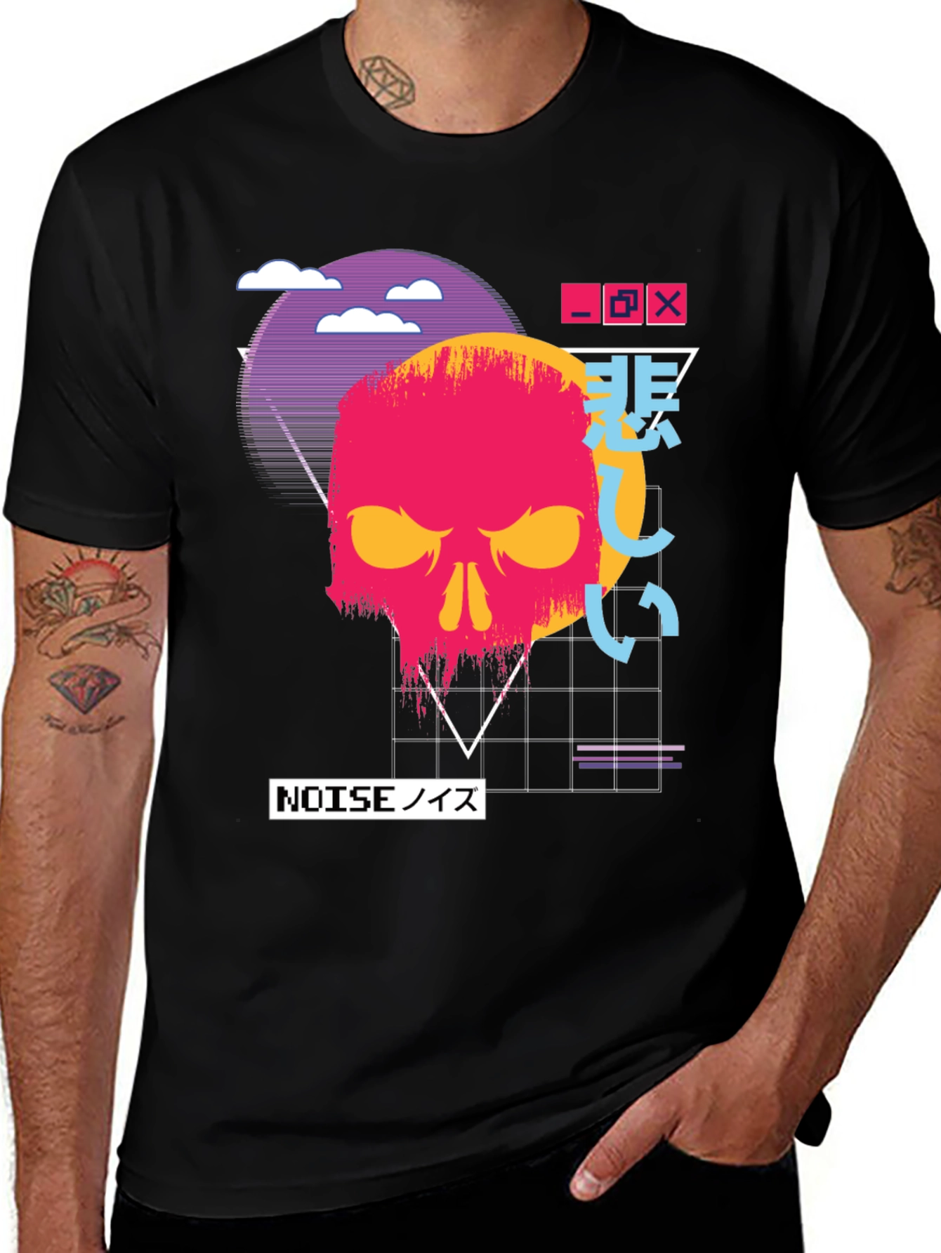 Vaporwave Skull Graphic Tee - Dark Aesthetic T-Shirt