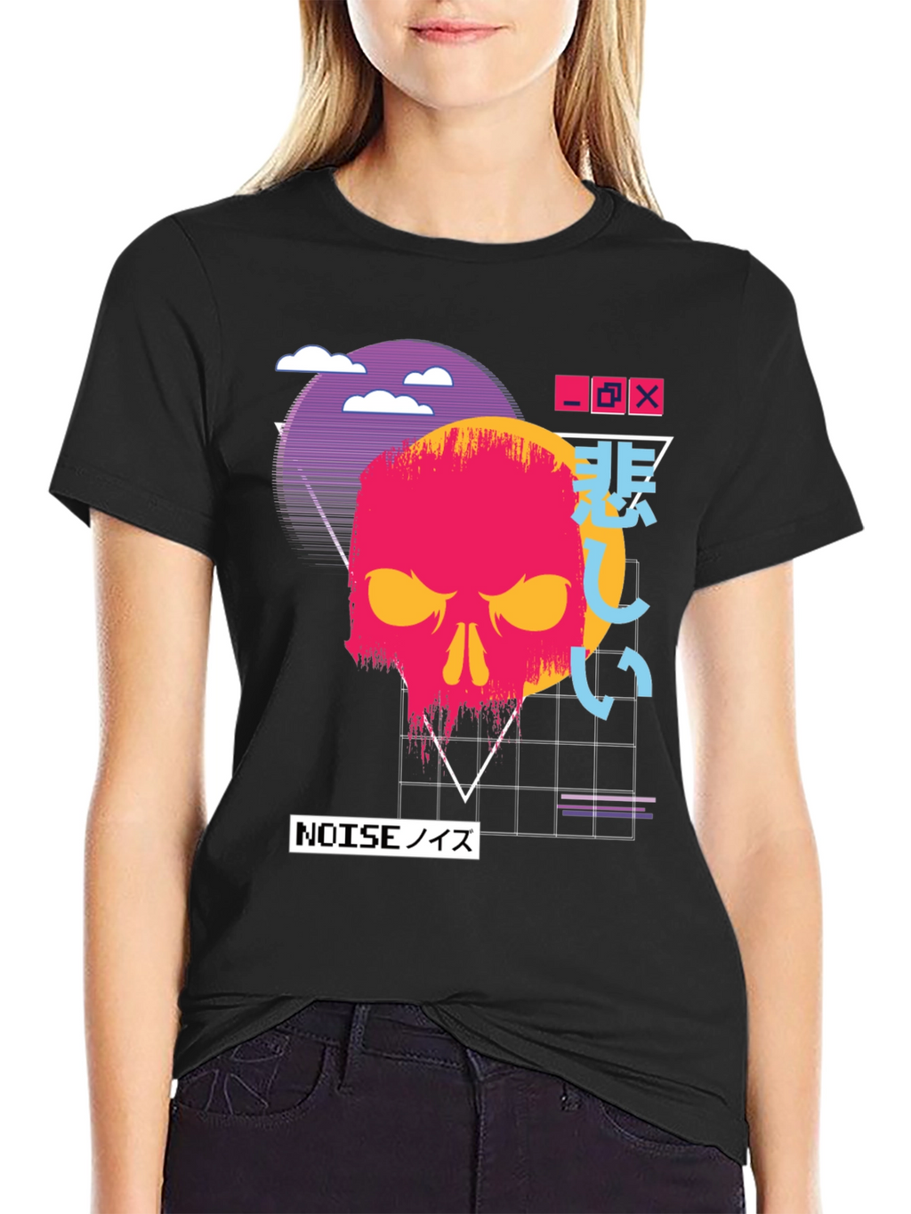 Vaporwave Skull Graphic Tee - Dark Aesthetic T-Shirt