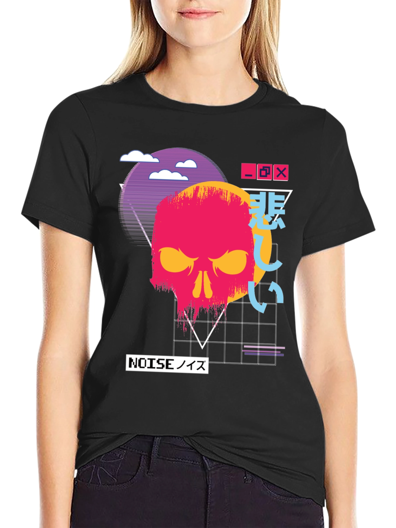 Vaporwave Skull Graphic Tee - Dark Aesthetic T-Shirt