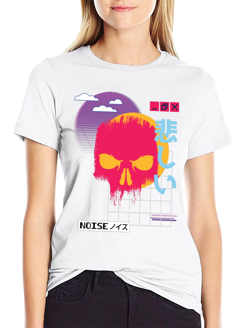 Vaporwave Skull Graphic Tee - Dark Aesthetic T-Shirt