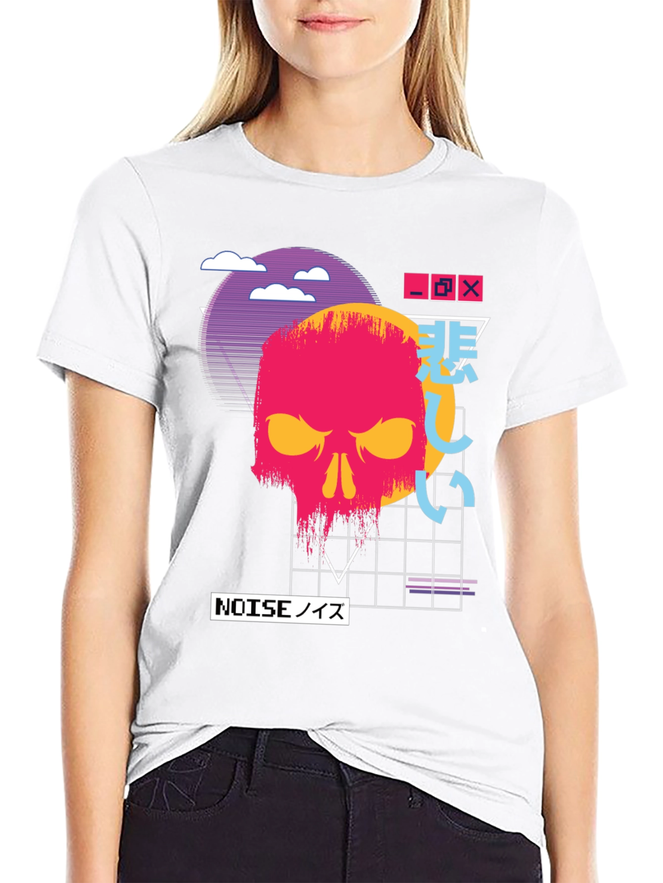 Vaporwave Skull Graphic Tee - Dark Aesthetic T-Shirt